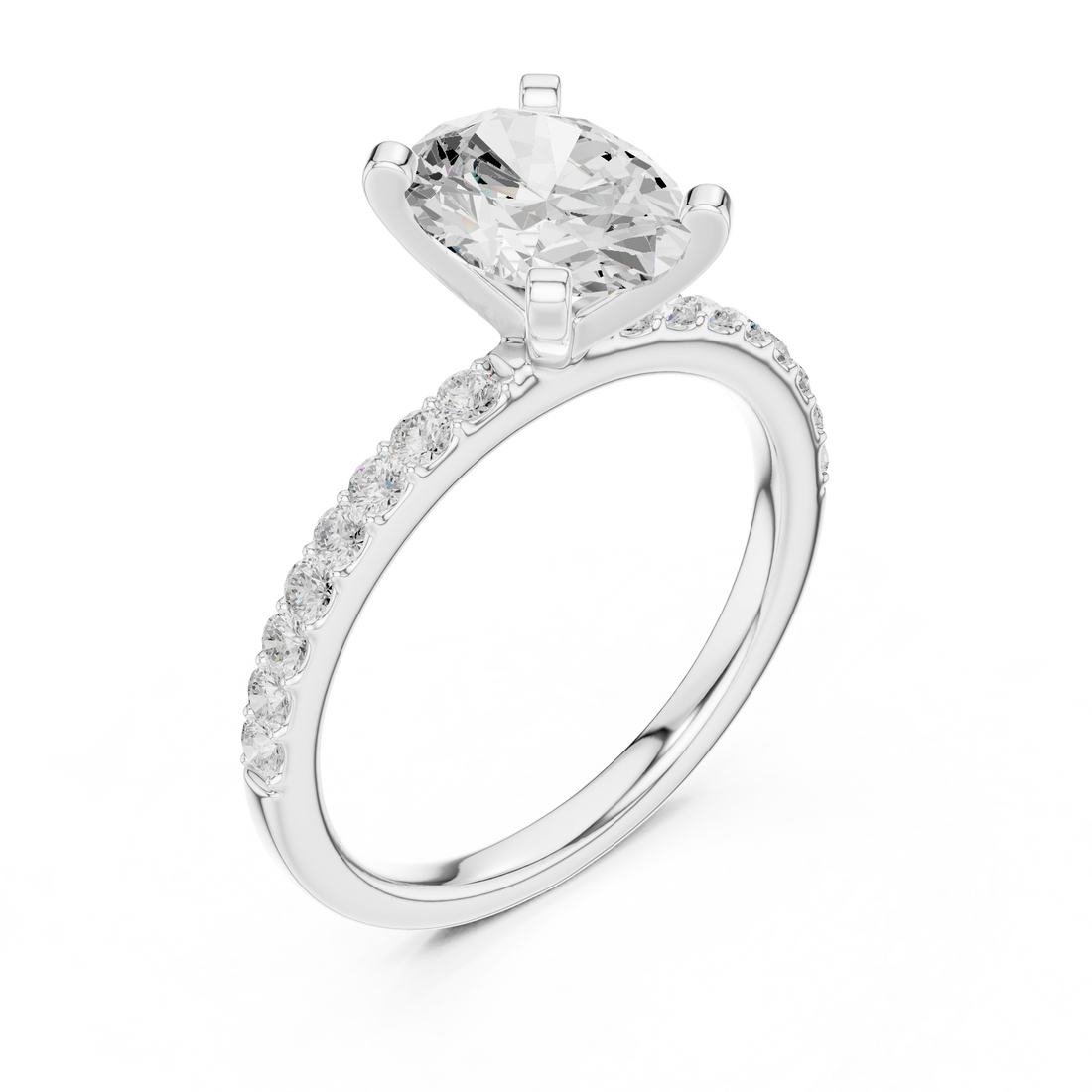 Classic Oval-Cut Pavé Solitaire Ring