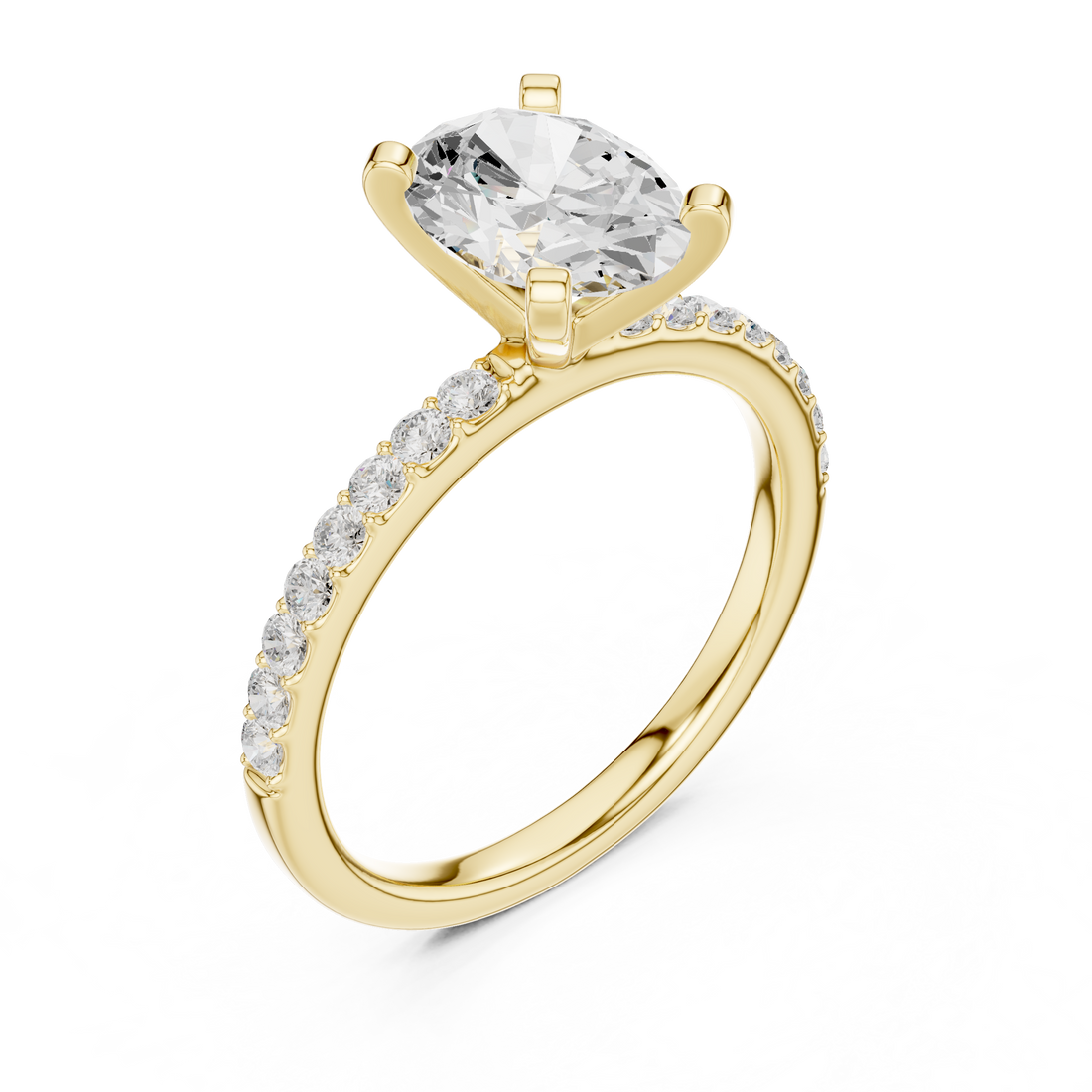 Classic Oval-Cut Pavé Solitaire Ring