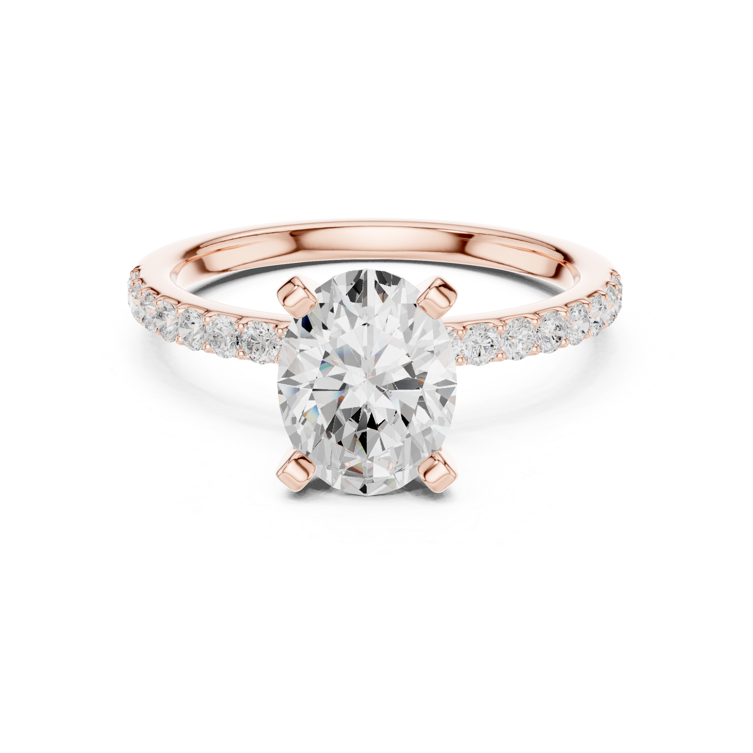 Classic Oval-Cut Pavé Solitaire Ring