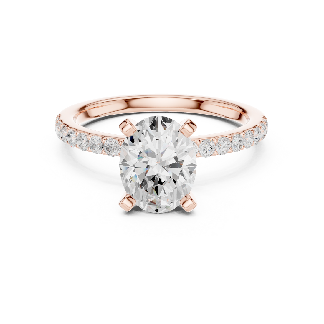 Classic Oval-Cut Pavé Solitaire Ring