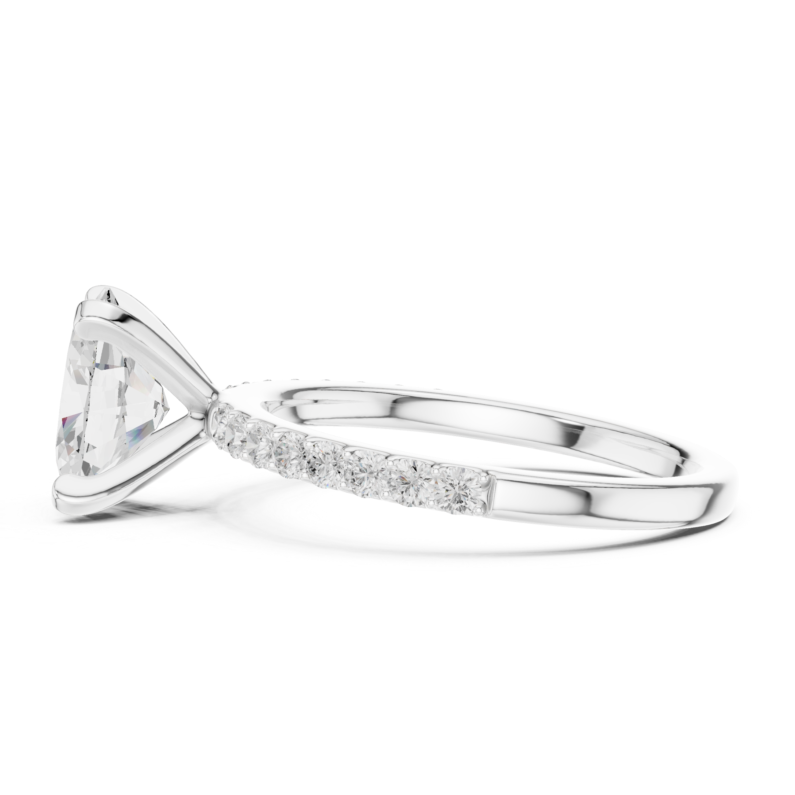 Classic Oval-Cut Pavé Solitaire Ring