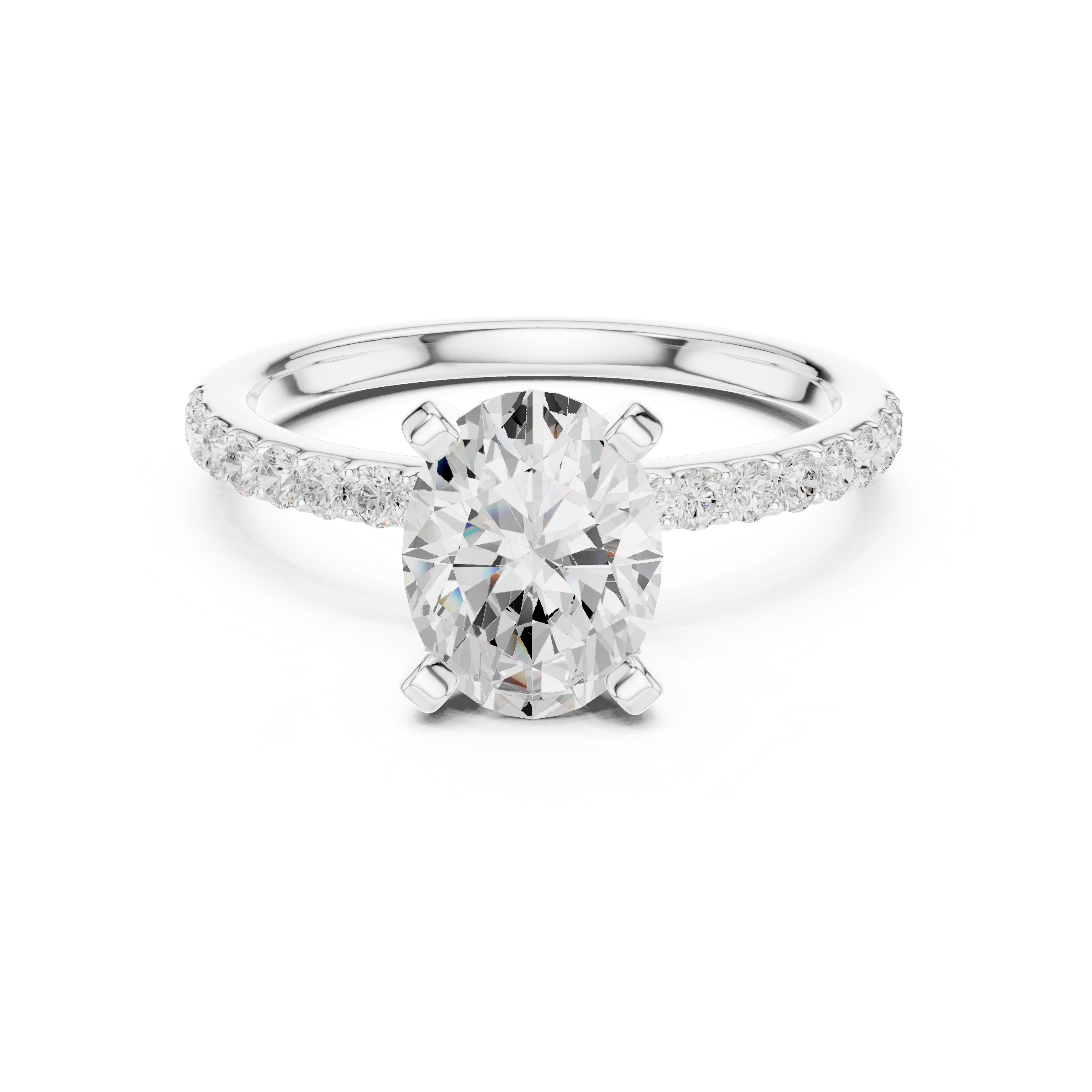 Classic Oval-Cut Pavé Solitaire Ring
