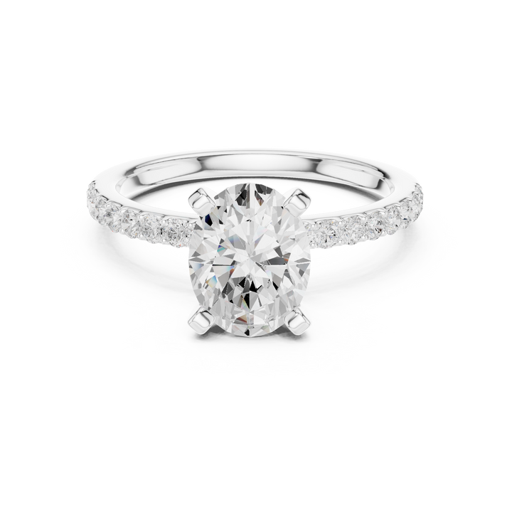Classic Oval-Cut Pavé Solitaire Ring