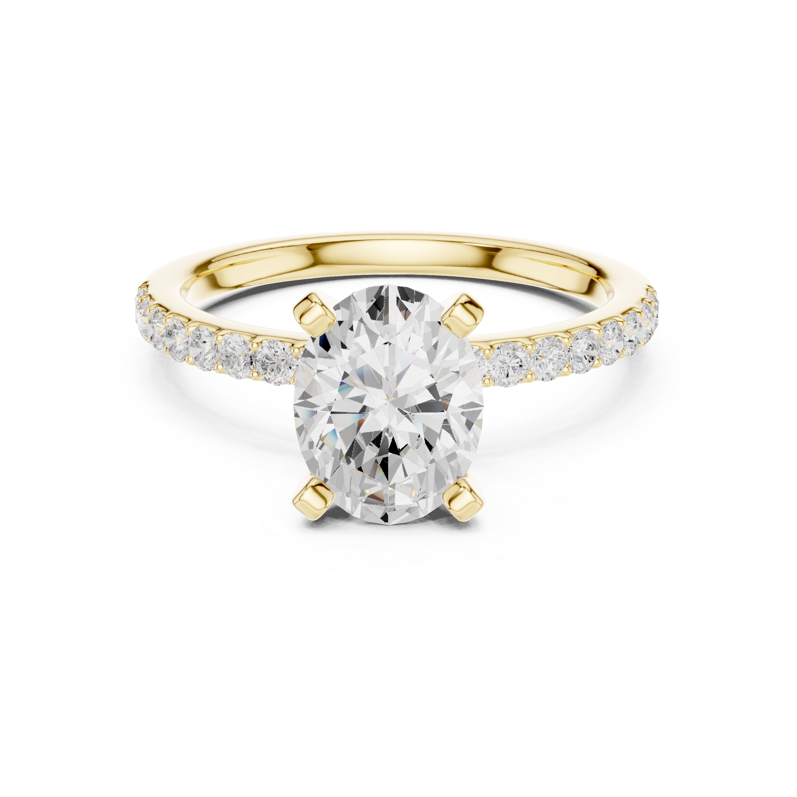 Classic Oval-Cut Pavé Solitaire Ring