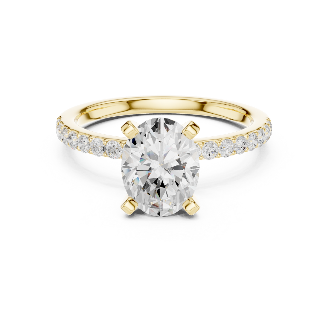 Classic Oval-Cut Pavé Solitaire Ring