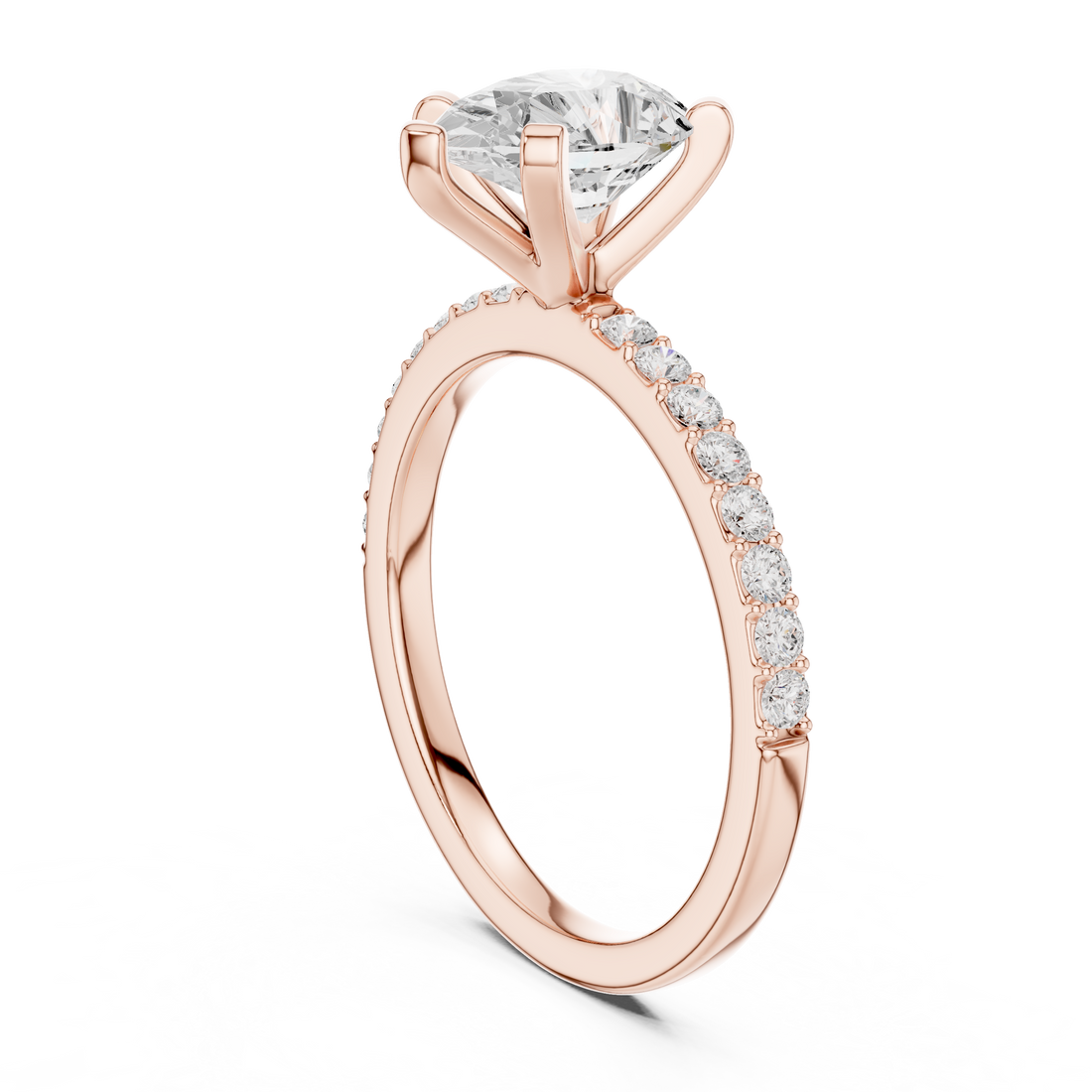 Graceful Pear-Cut Pavé Solitaire Ring
