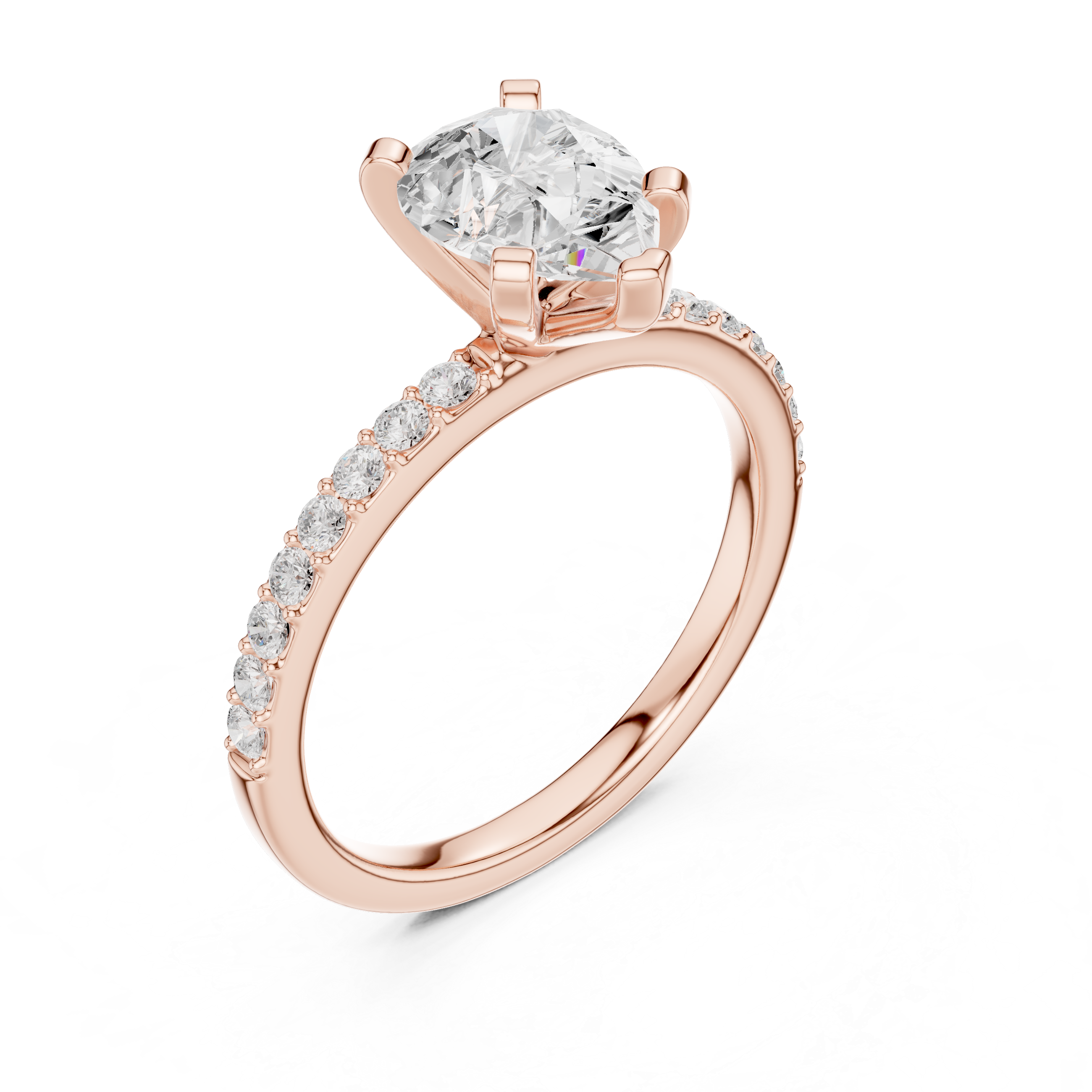 Graceful Pear-Cut Pavé Solitaire Ring