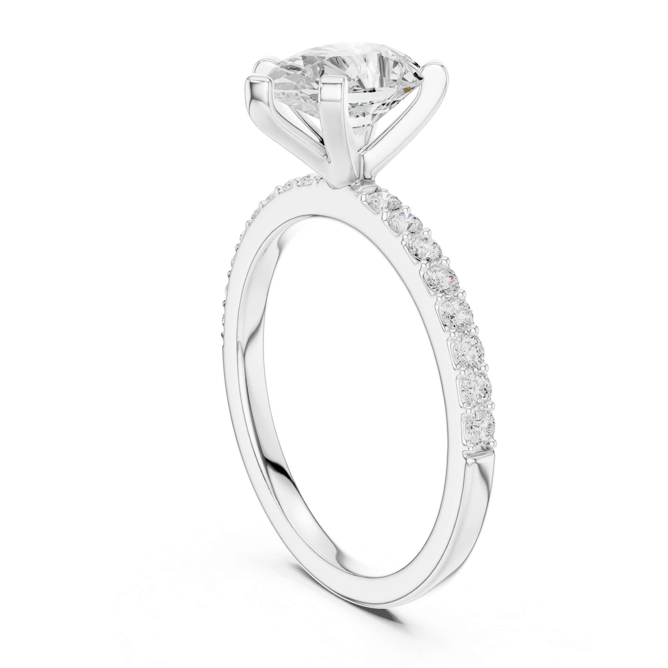 Graceful Pear-Cut Pavé Solitaire Ring