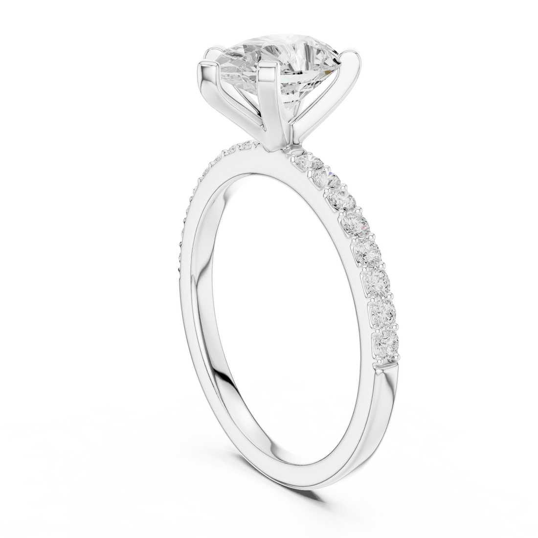 Graceful Pear-Cut Pavé Solitaire Ring