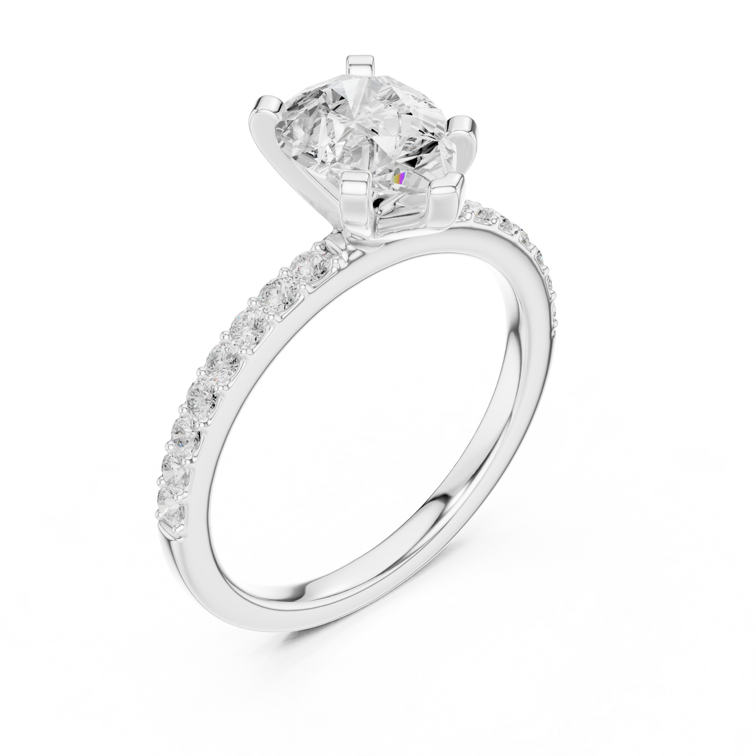 Graceful Pear-Cut Pavé Solitaire Ring