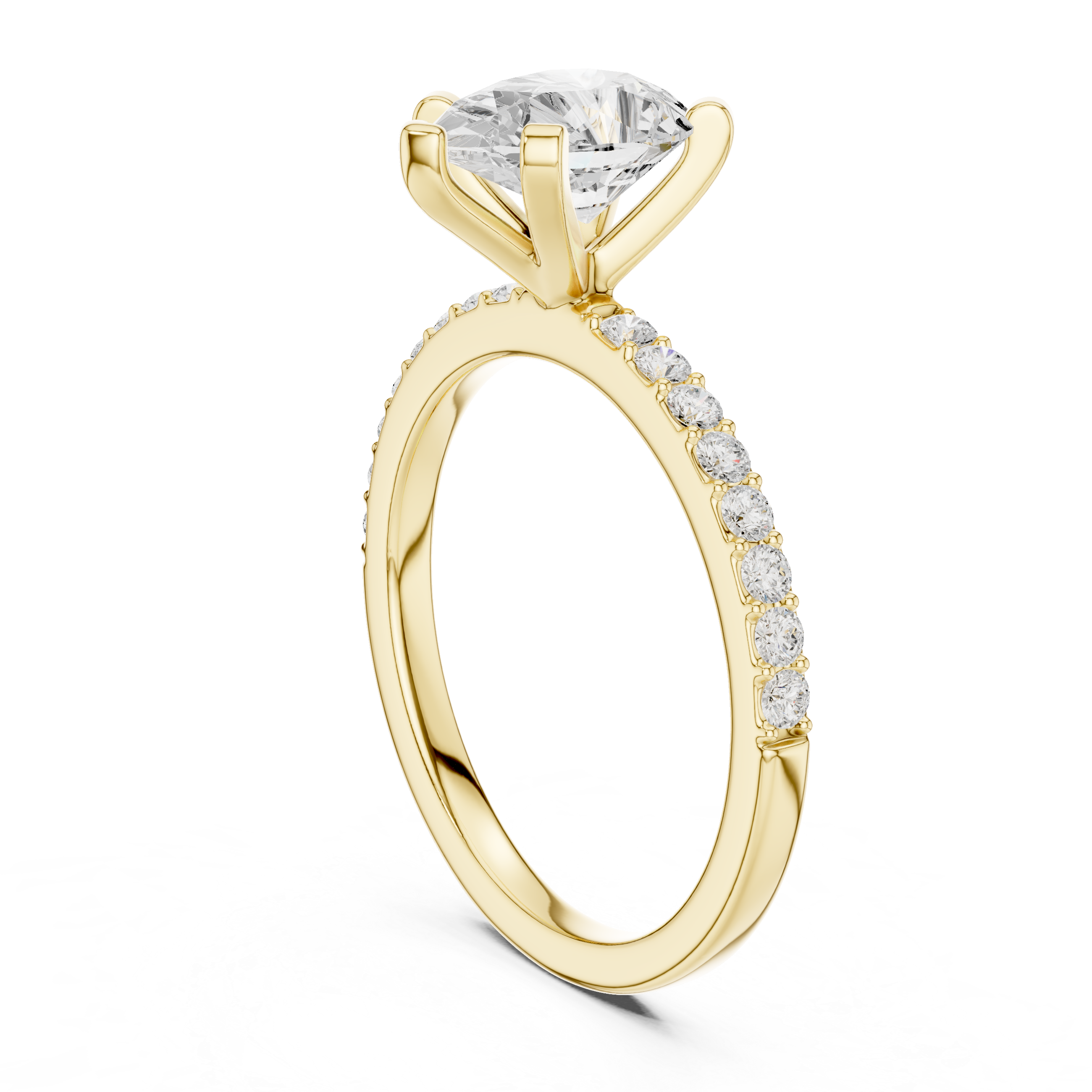 Graceful Pear-Cut Pavé Solitaire Ring