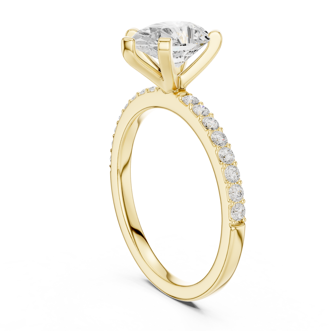 Graceful Pear-Cut Pavé Solitaire Ring