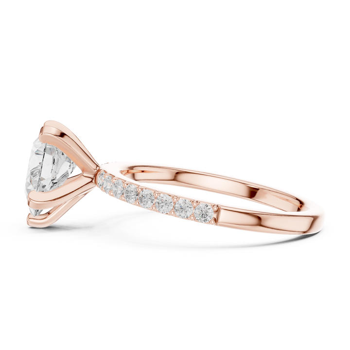 Graceful Pear-Cut Pavé Solitaire Ring