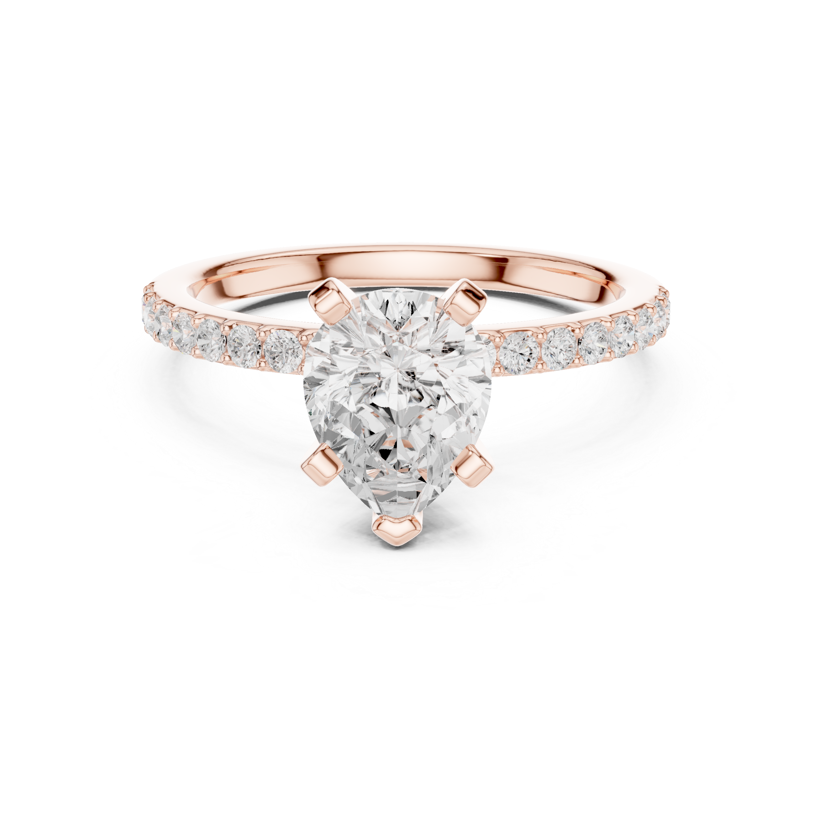 Graceful Pear-Cut Pavé Solitaire Ring