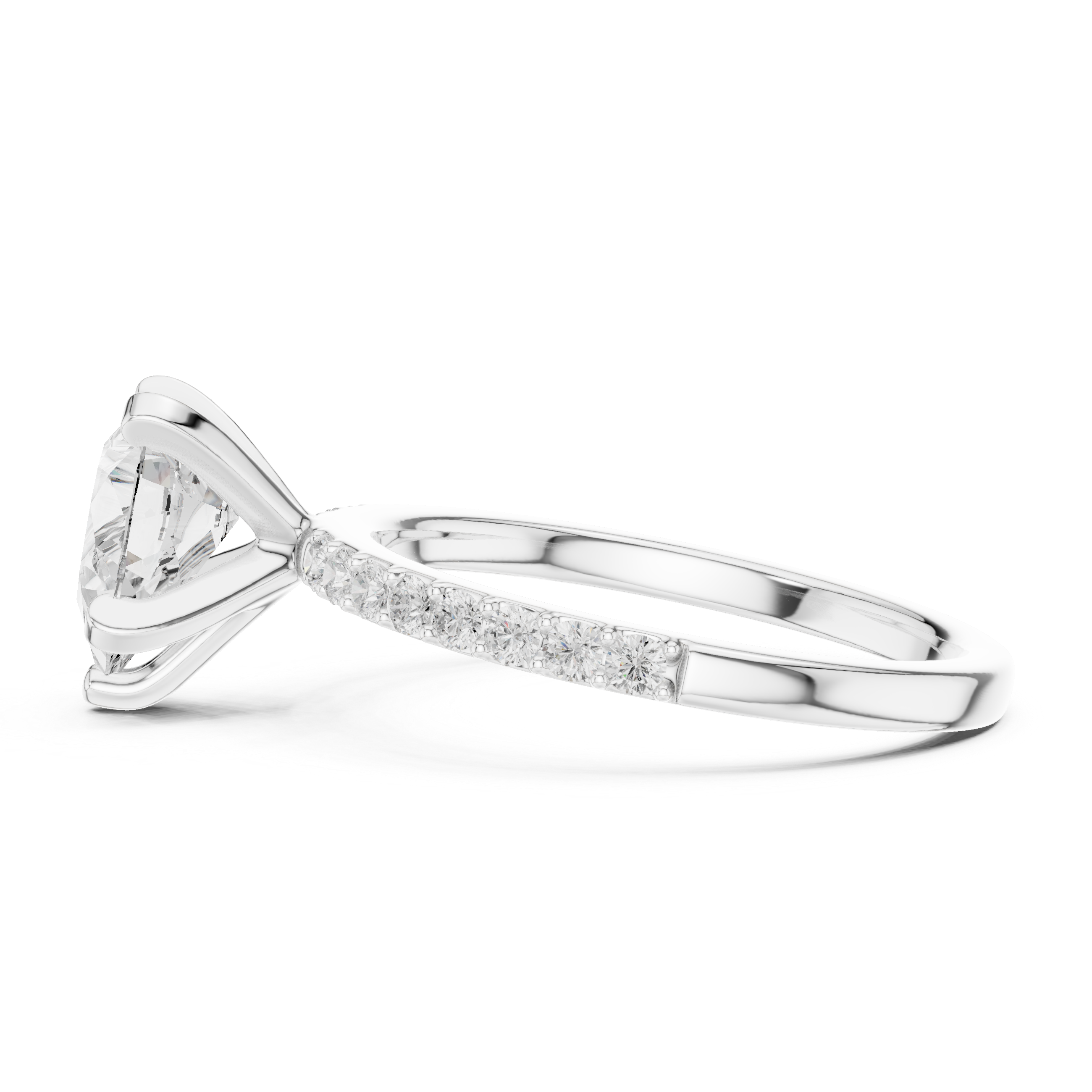 Graceful Pear-Cut Pavé Solitaire Ring