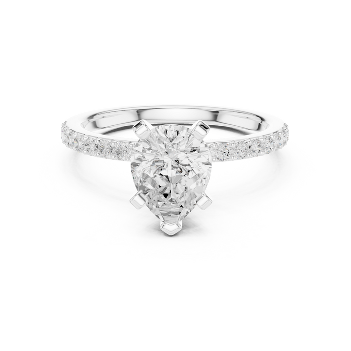 Graceful Pear-Cut Pavé Solitaire Ring