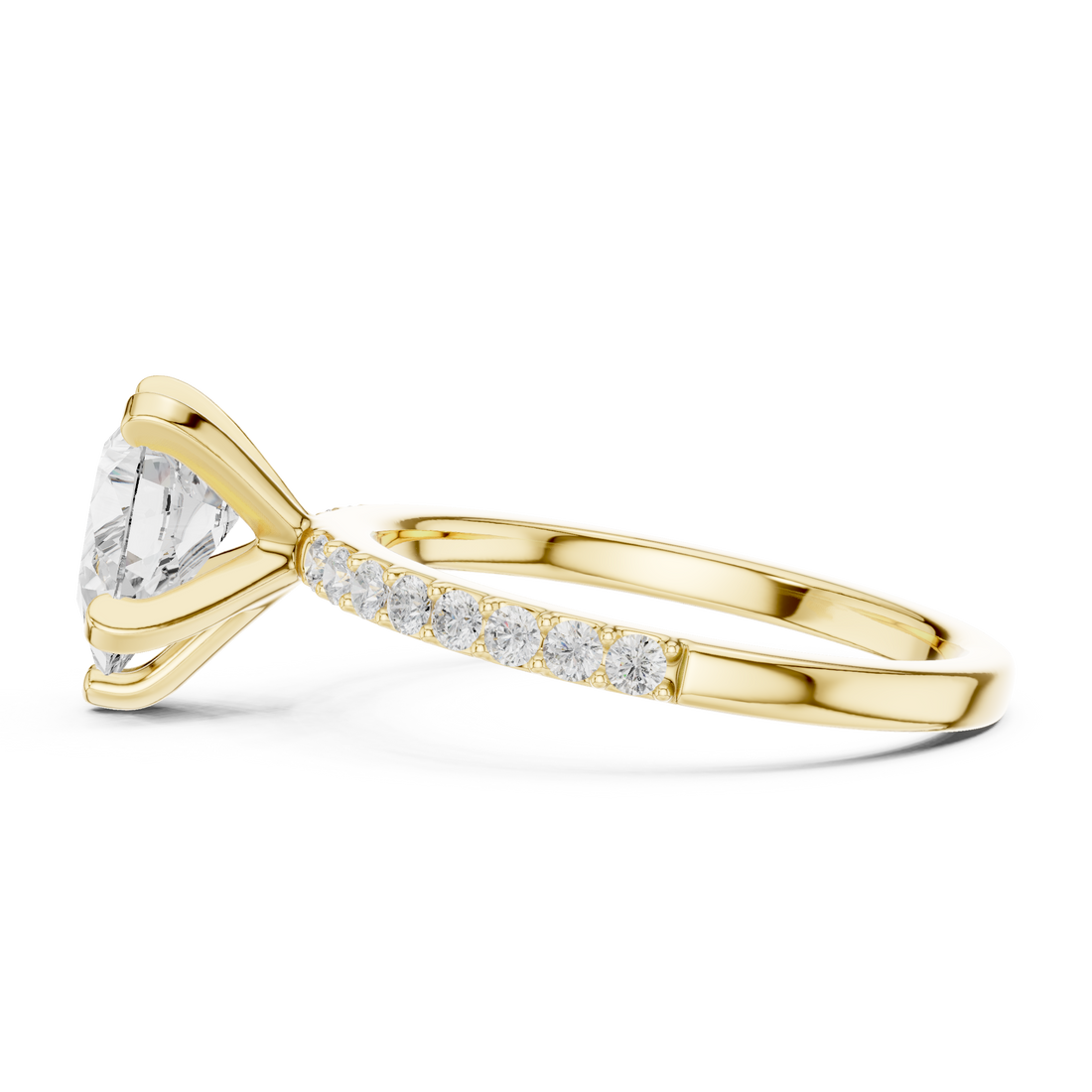 Graceful Pear-Cut Pavé Solitaire Ring