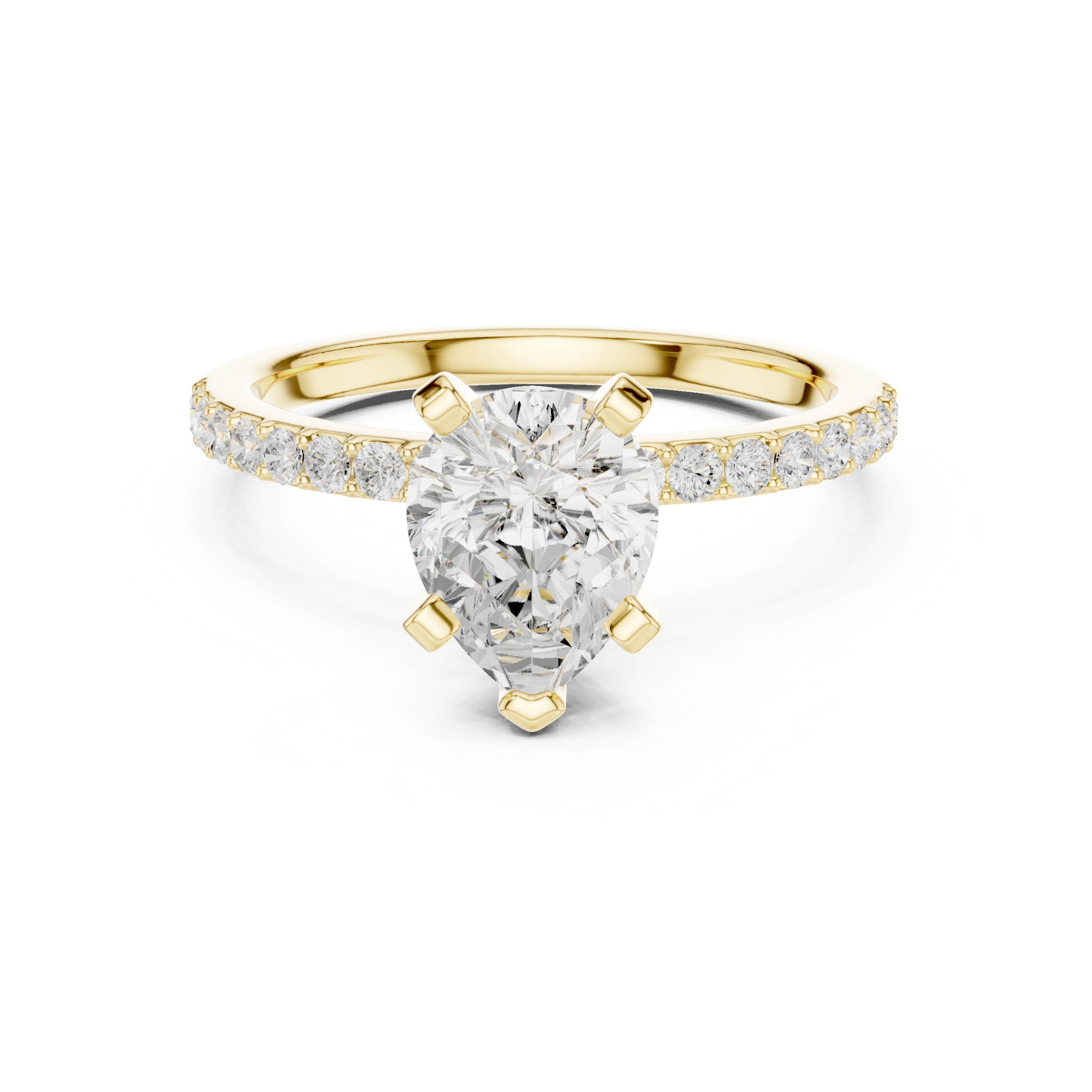 Graceful Pear-Cut Pavé Solitaire Ring