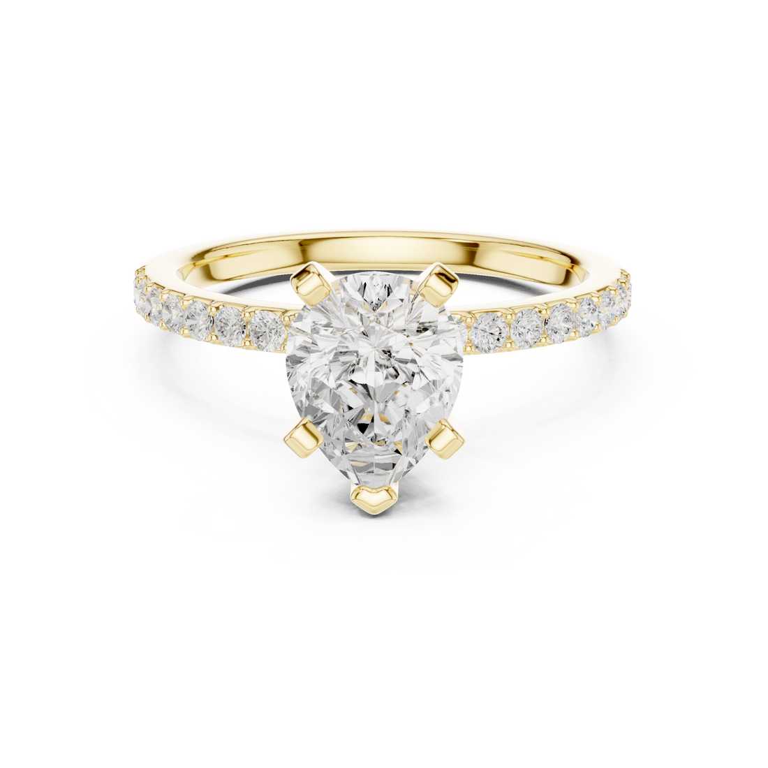 Graceful Pear-Cut Pavé Solitaire Ring