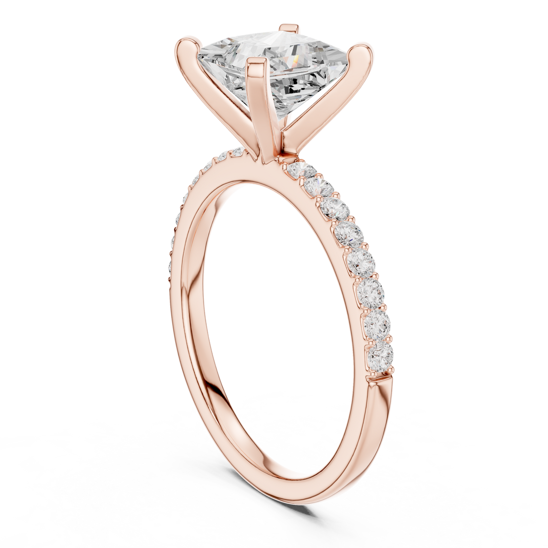 Timeless Princess-Cut Pavé Solitaire Ring