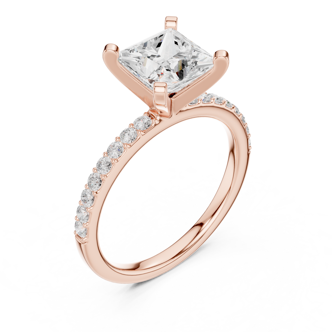 Timeless Princess-Cut Pavé Solitaire Ring