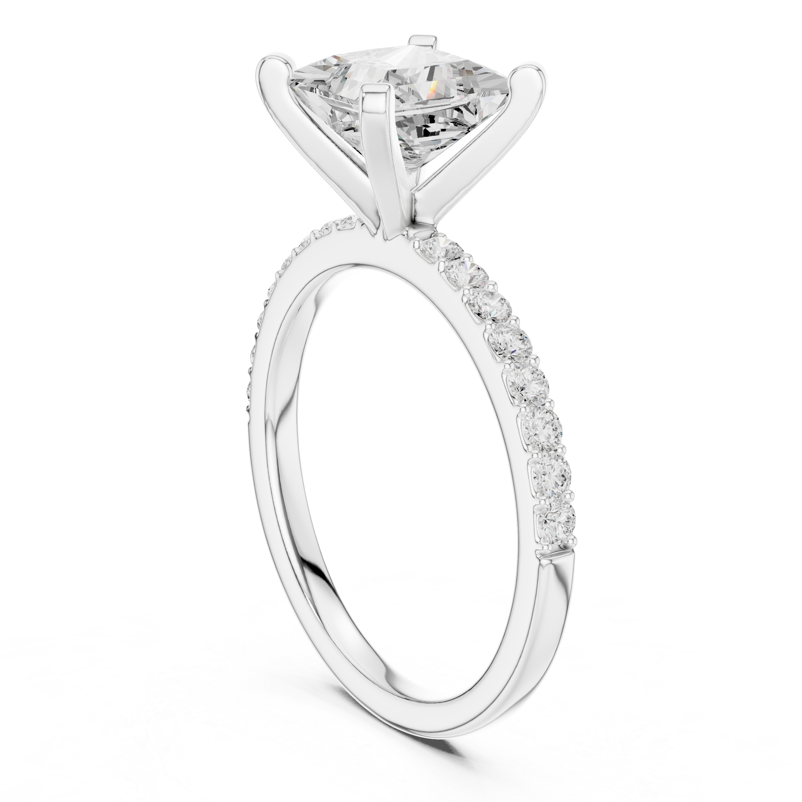 Timeless Princess-Cut Pavé Solitaire Ring
