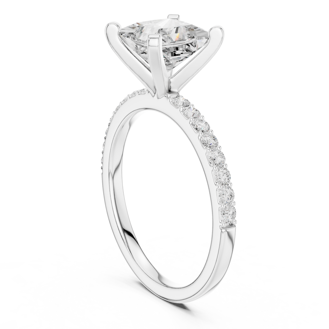 Timeless Princess-Cut Pavé Solitaire Ring