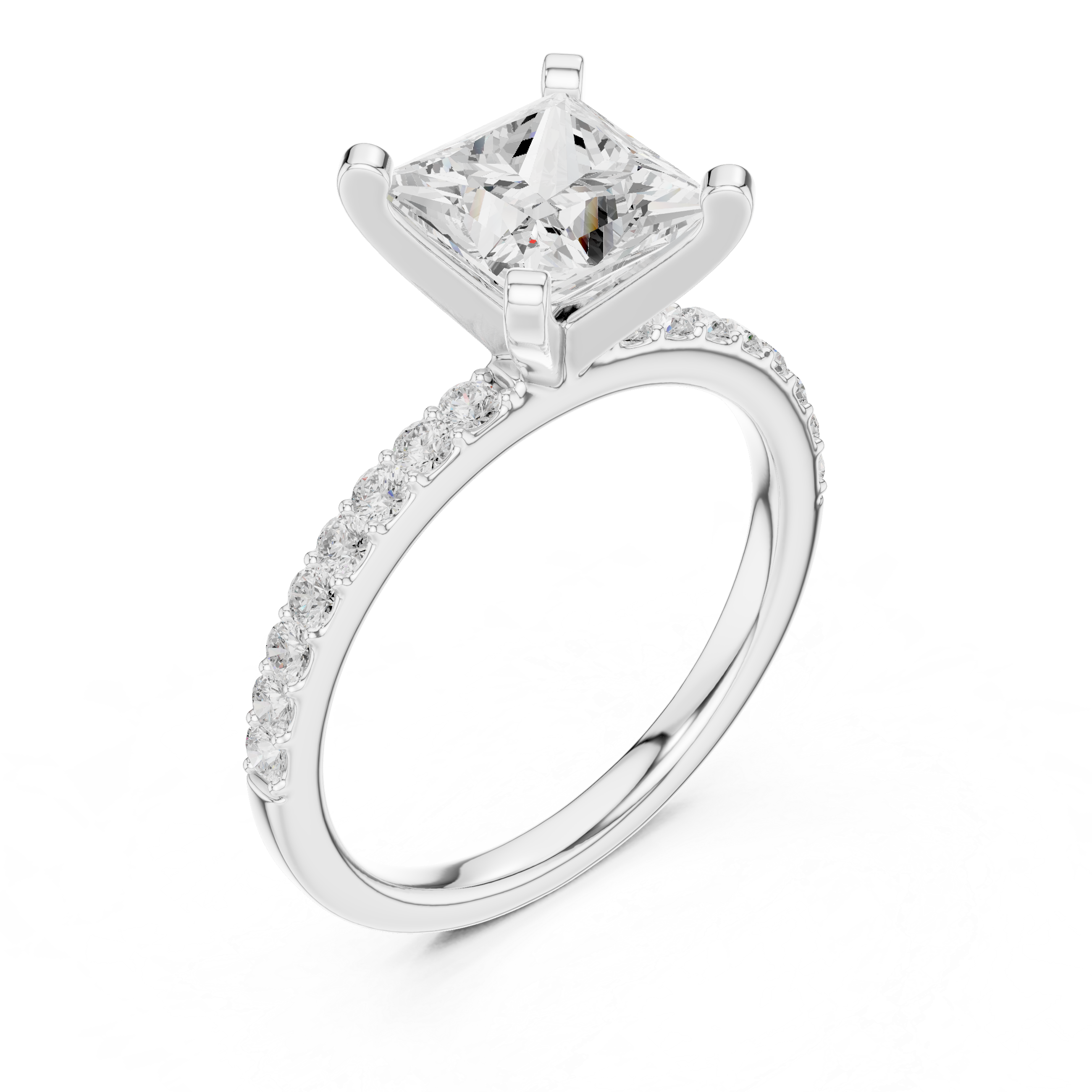 Timeless Princess-Cut Pavé Solitaire Ring