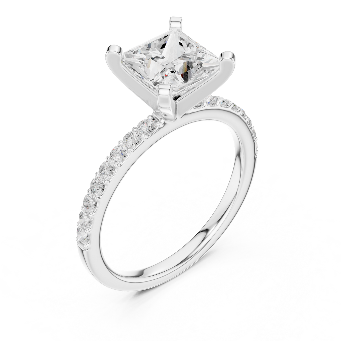 Timeless Princess-Cut Pavé Solitaire Ring