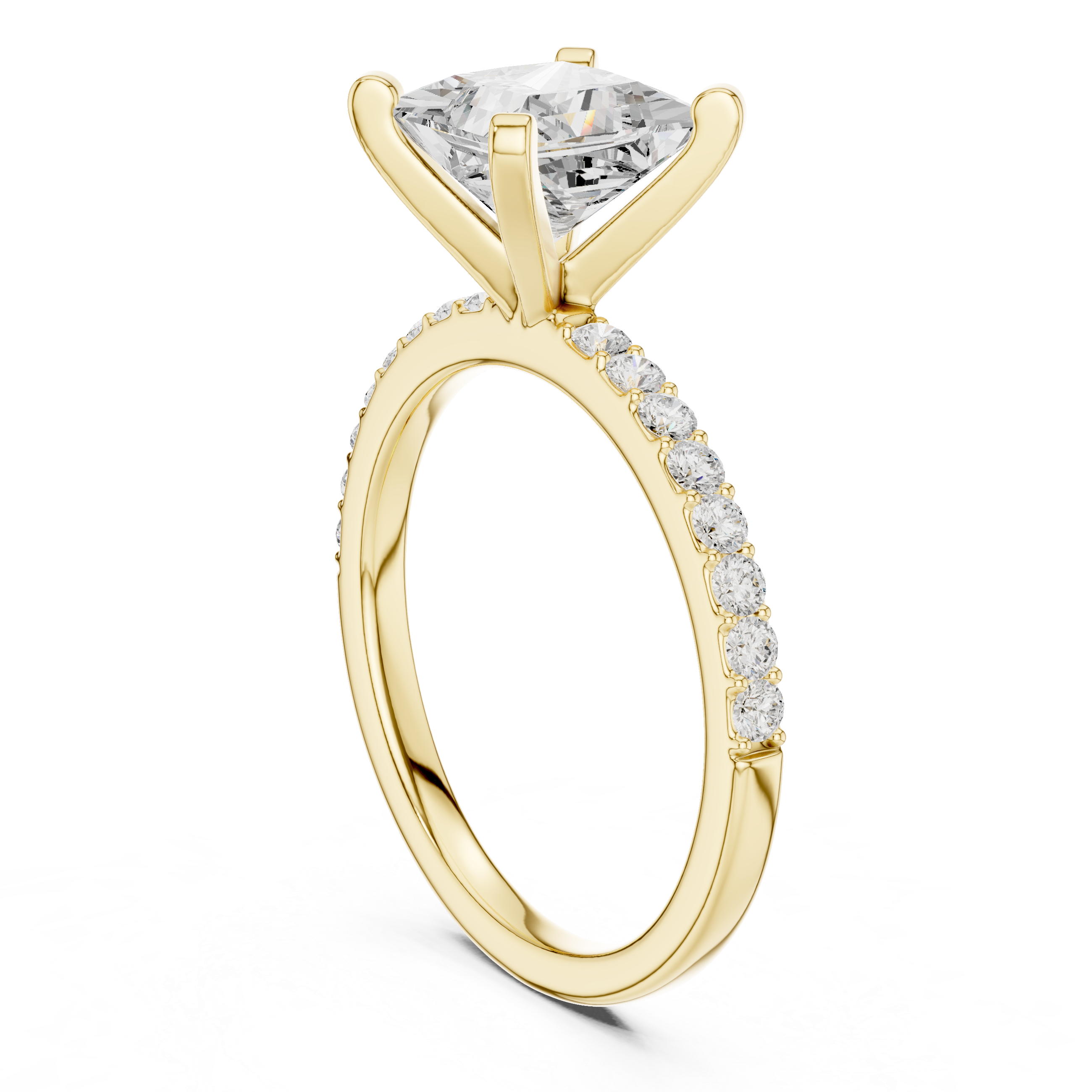 Timeless Princess-Cut Pavé Solitaire Ring