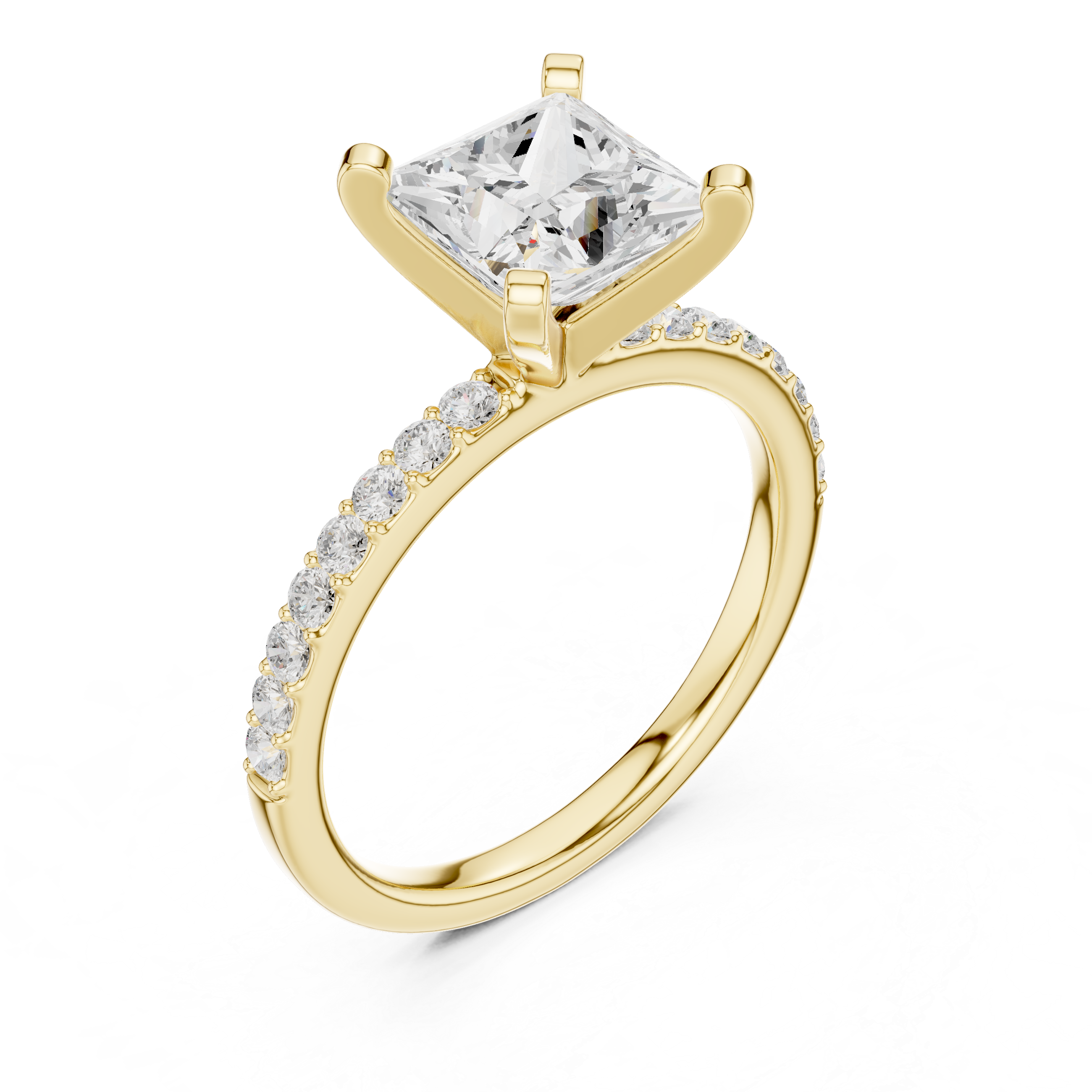 Timeless Princess-Cut Pavé Solitaire Ring