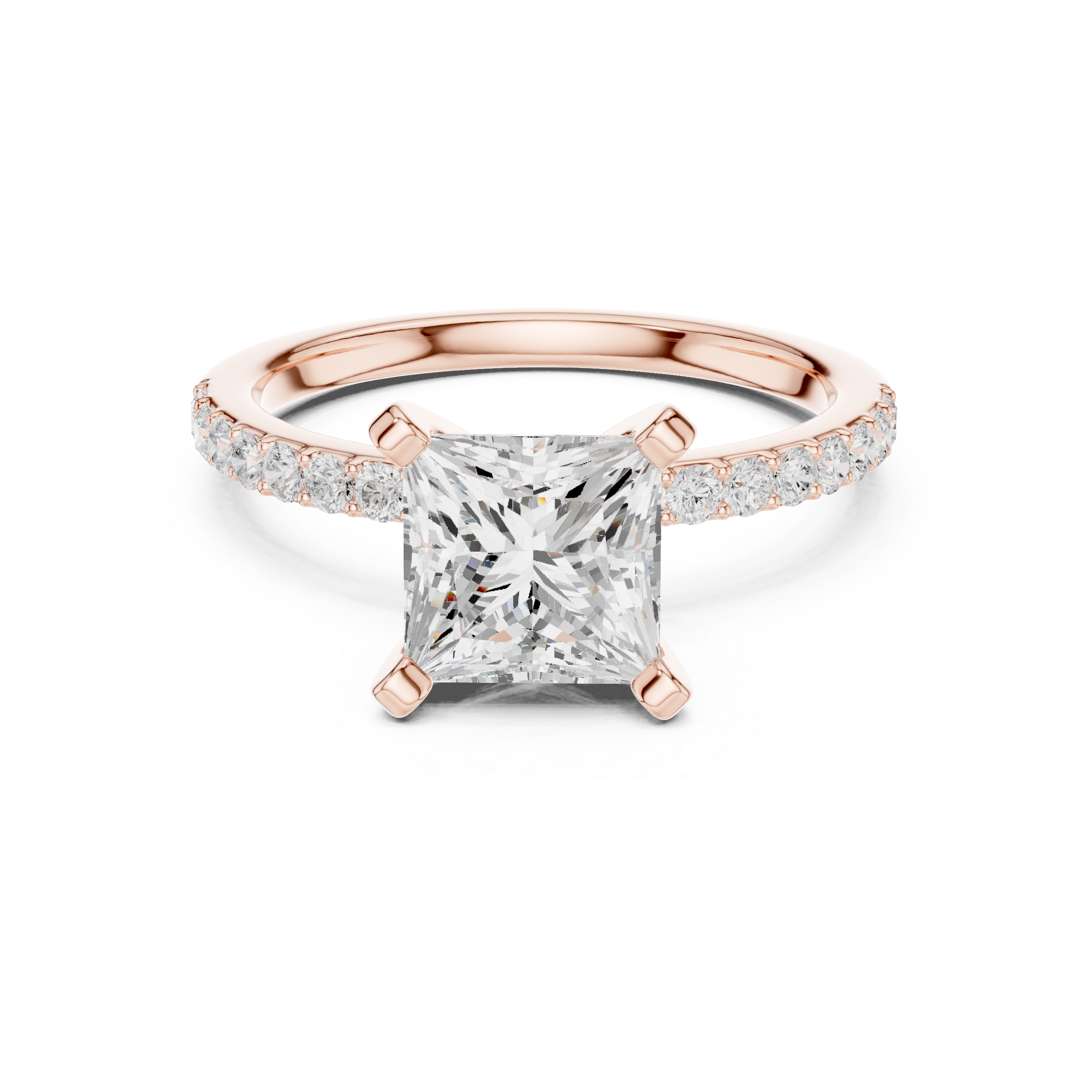 Timeless Princess-Cut Pavé Solitaire Ring