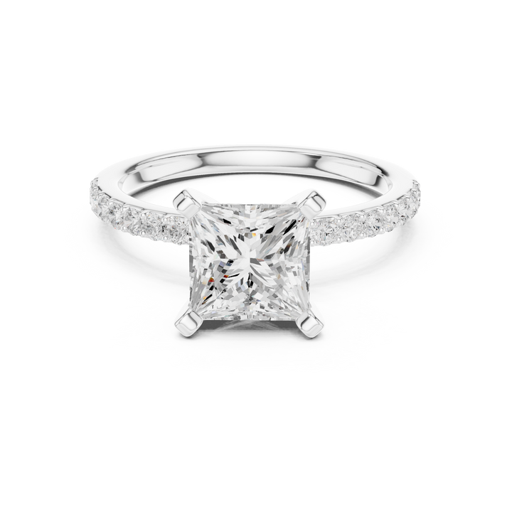 Timeless Princess-Cut Pavé Solitaire Ring