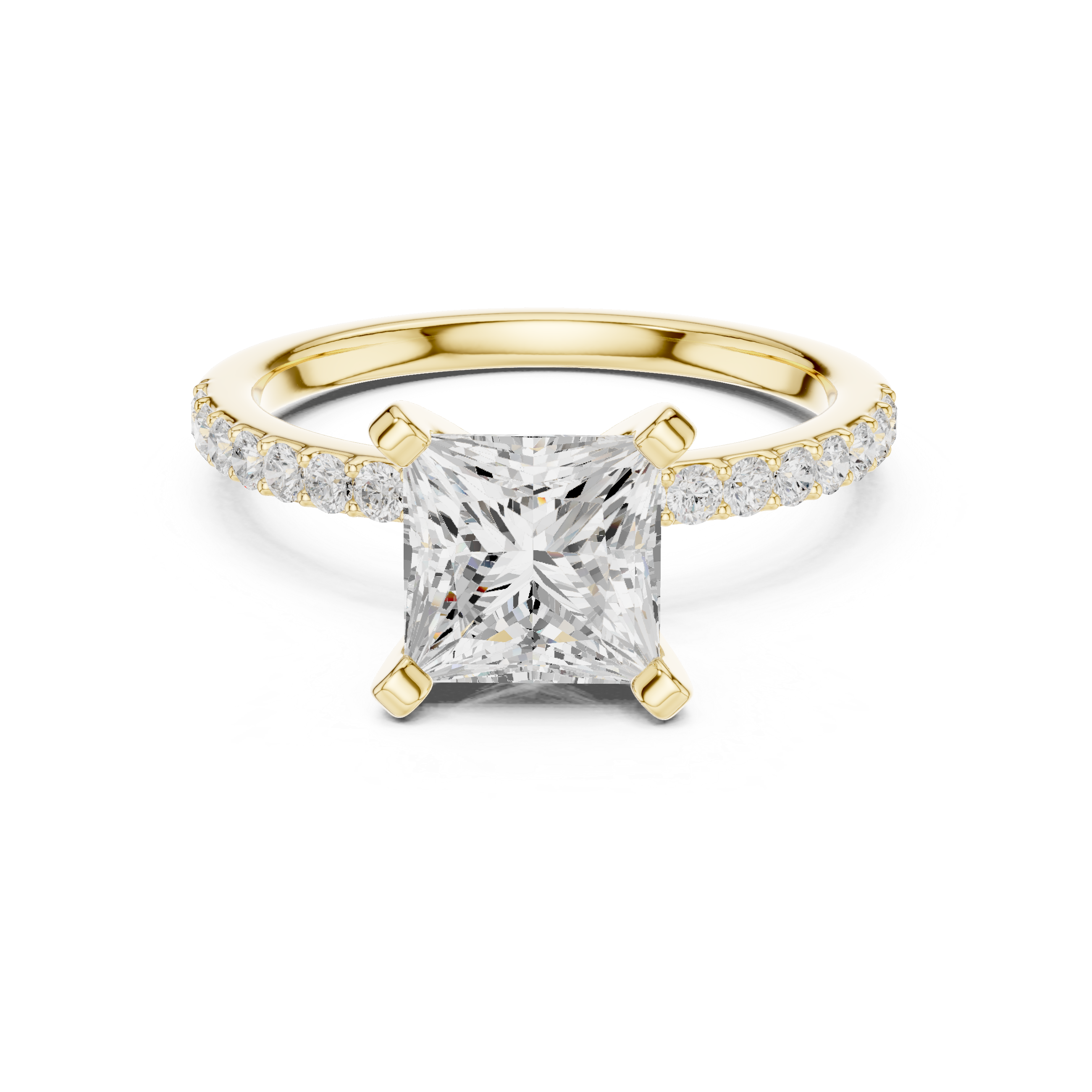 Timeless Princess-Cut Pavé Solitaire Ring