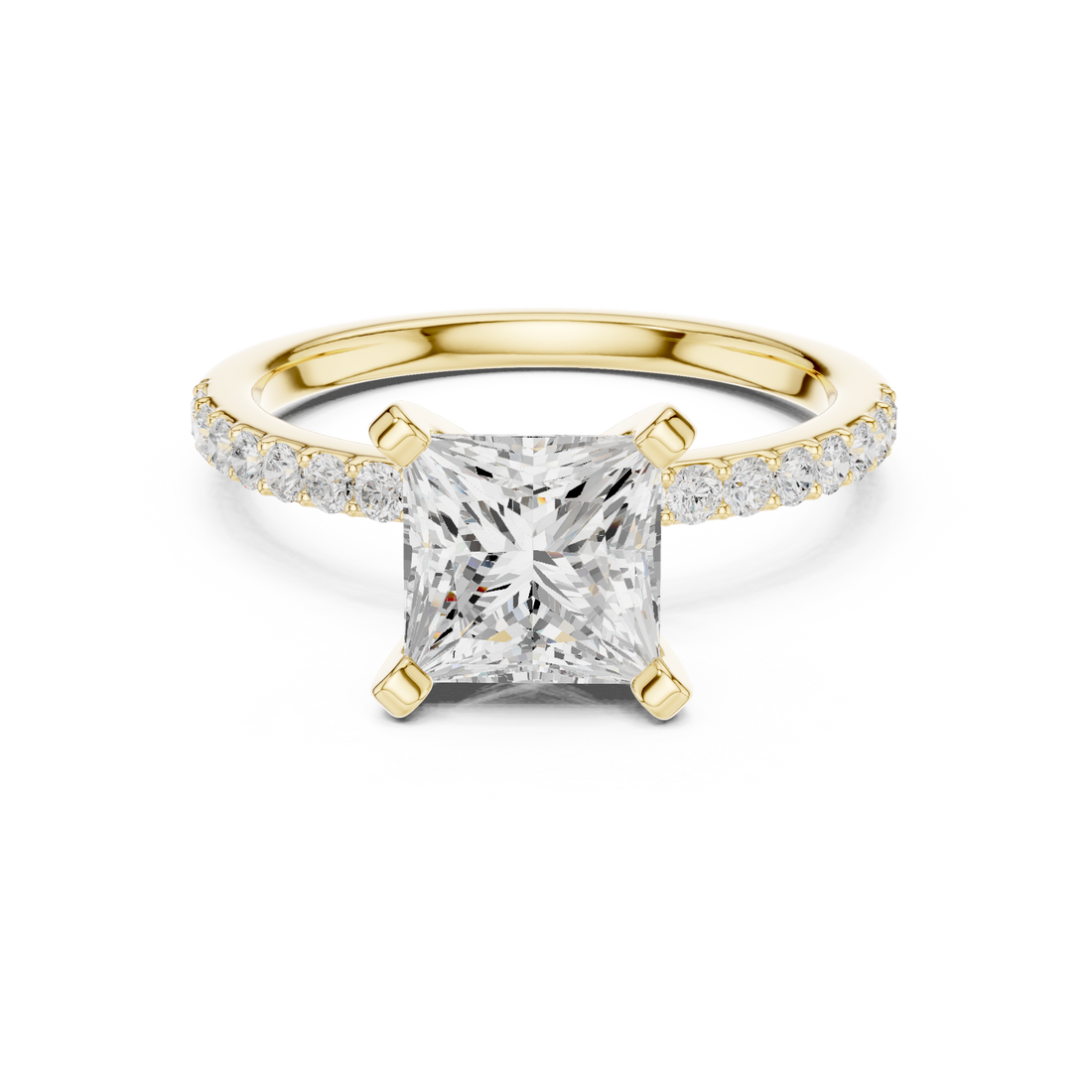 Timeless Princess-Cut Pavé Solitaire Ring