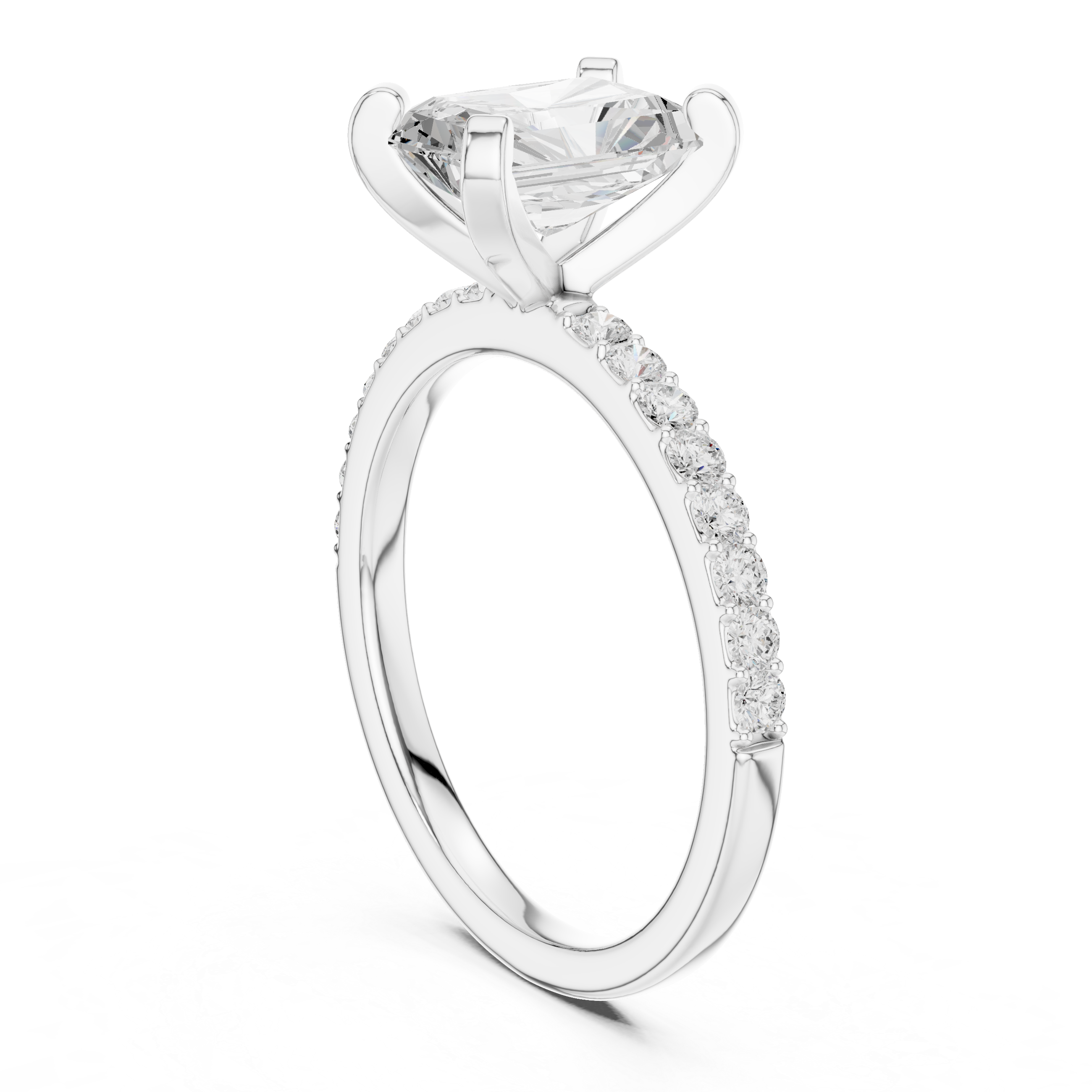 Elegant Radiant-Cut Pavé Solitaire Ring
