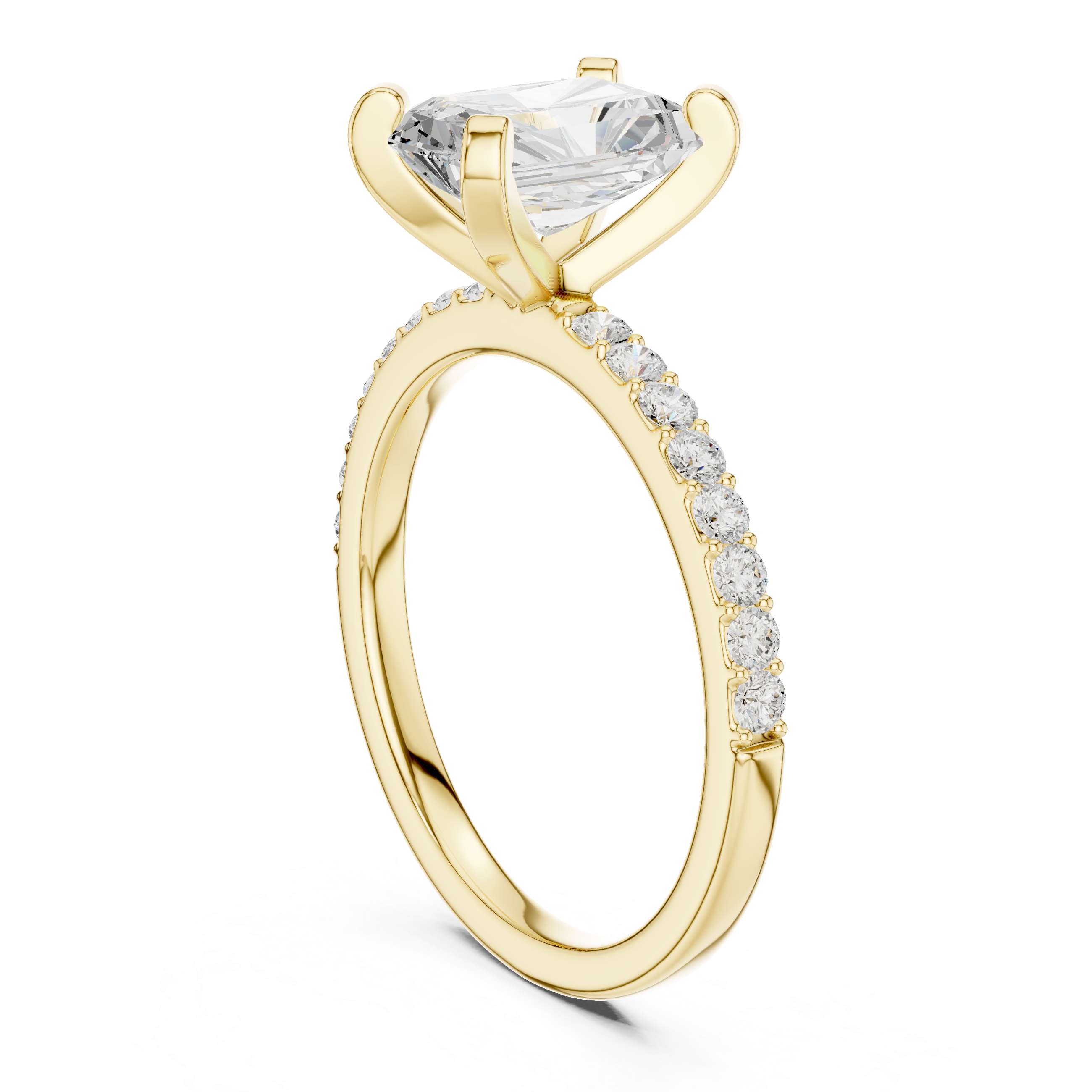 Elegant Radiant-Cut Pavé Solitaire Ring