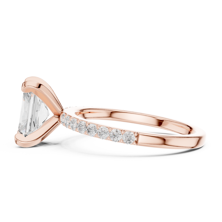 Elegant Radiant-Cut Pavé Solitaire Ring