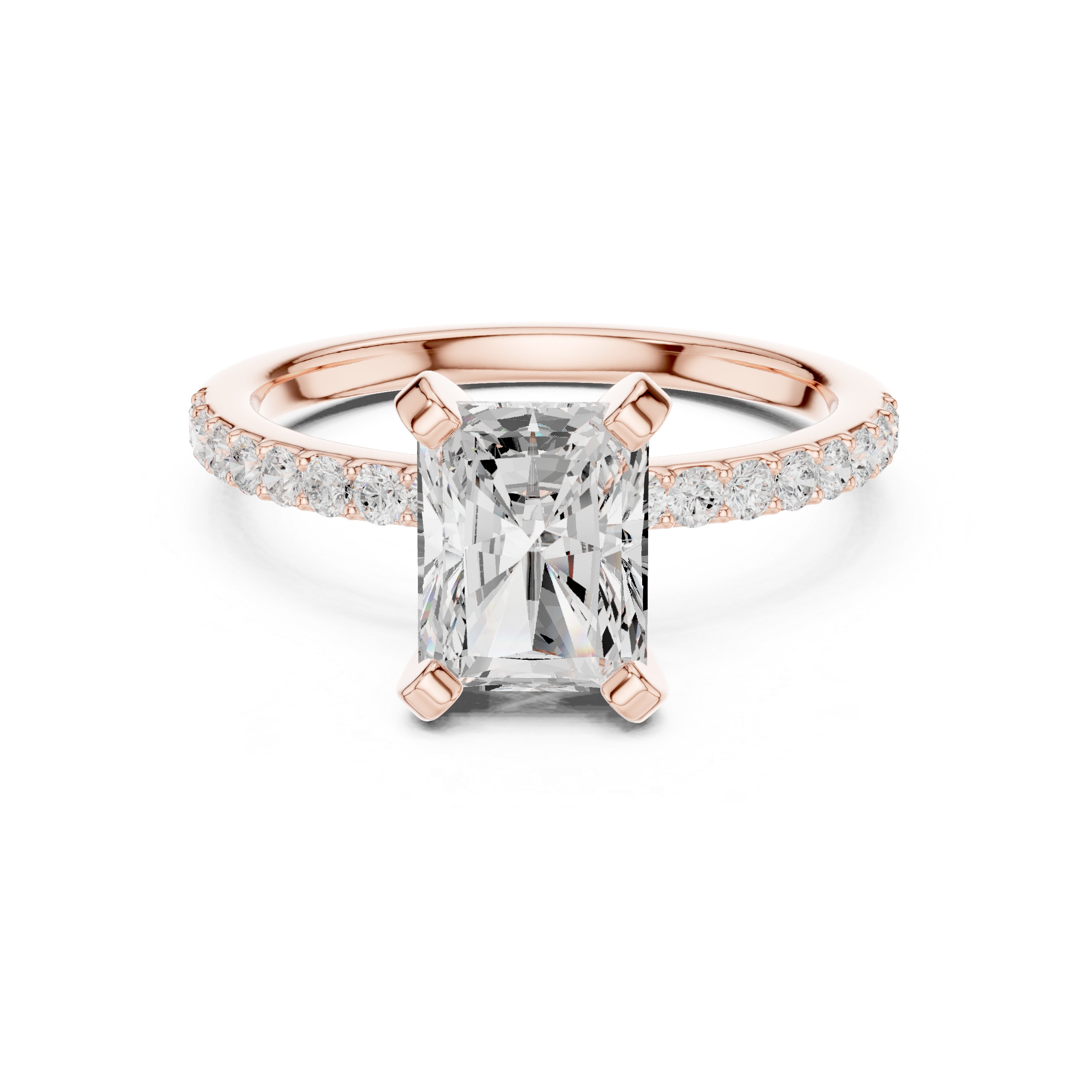 Elegant Radiant-Cut Pavé Solitaire Ring