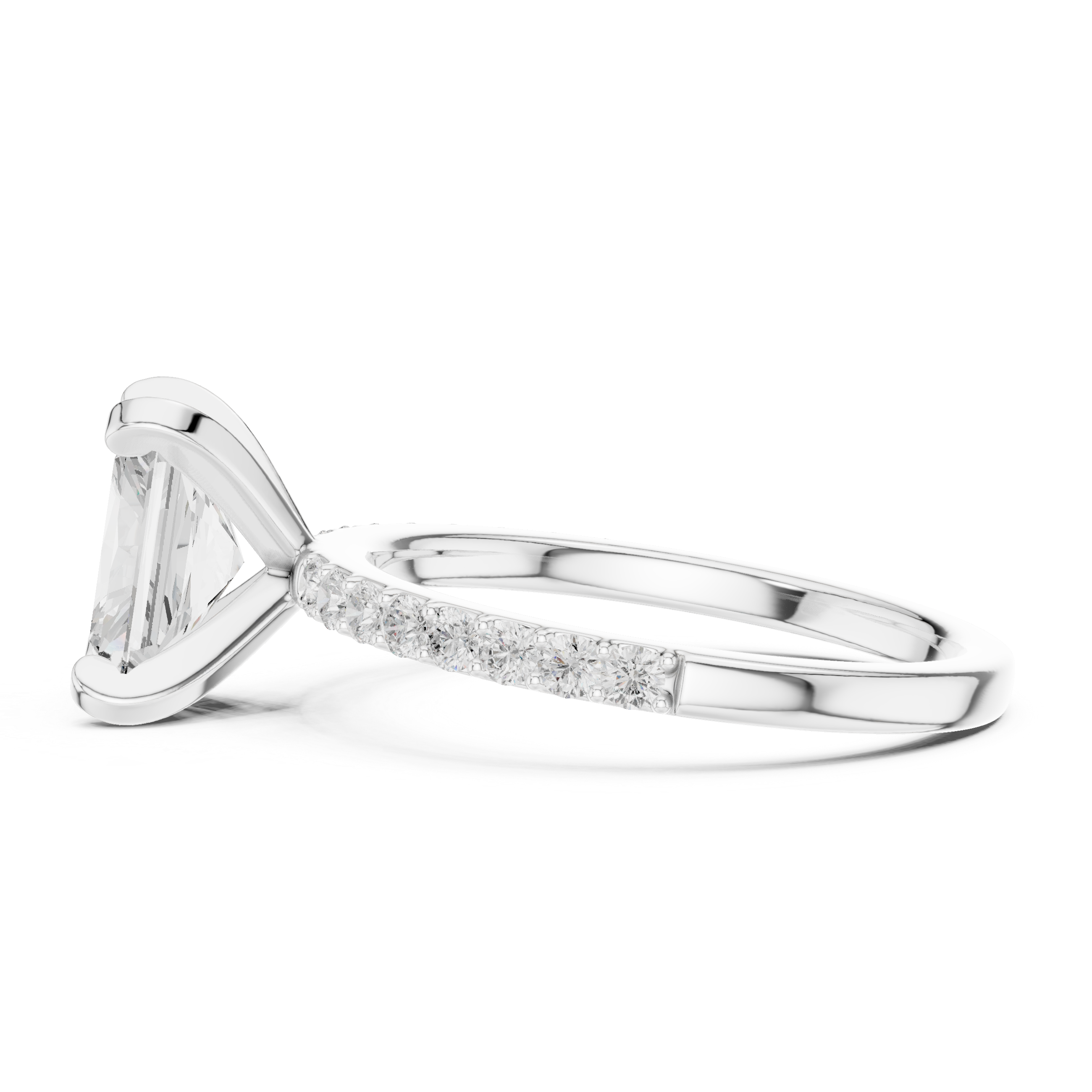Elegant Radiant-Cut Pavé Solitaire Ring