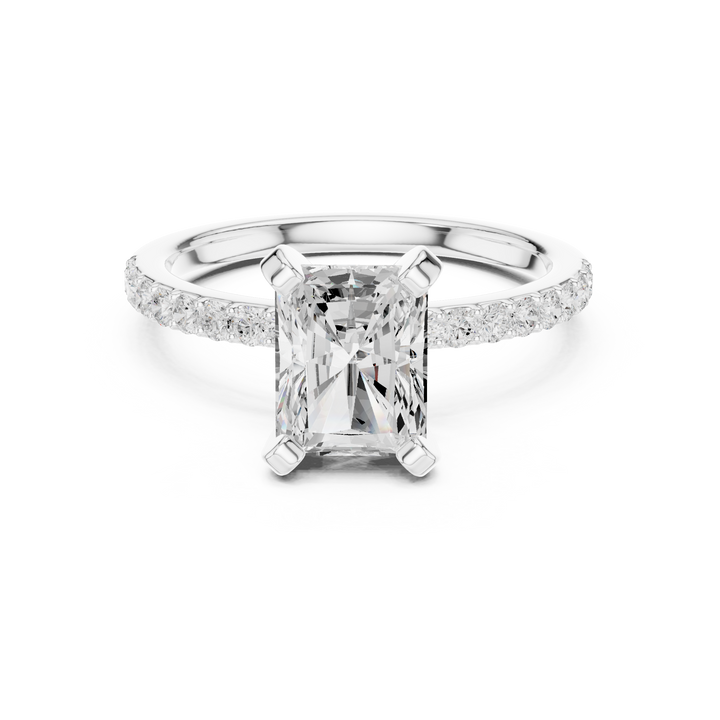 Elegant Radiant-Cut Pavé Solitaire Ring