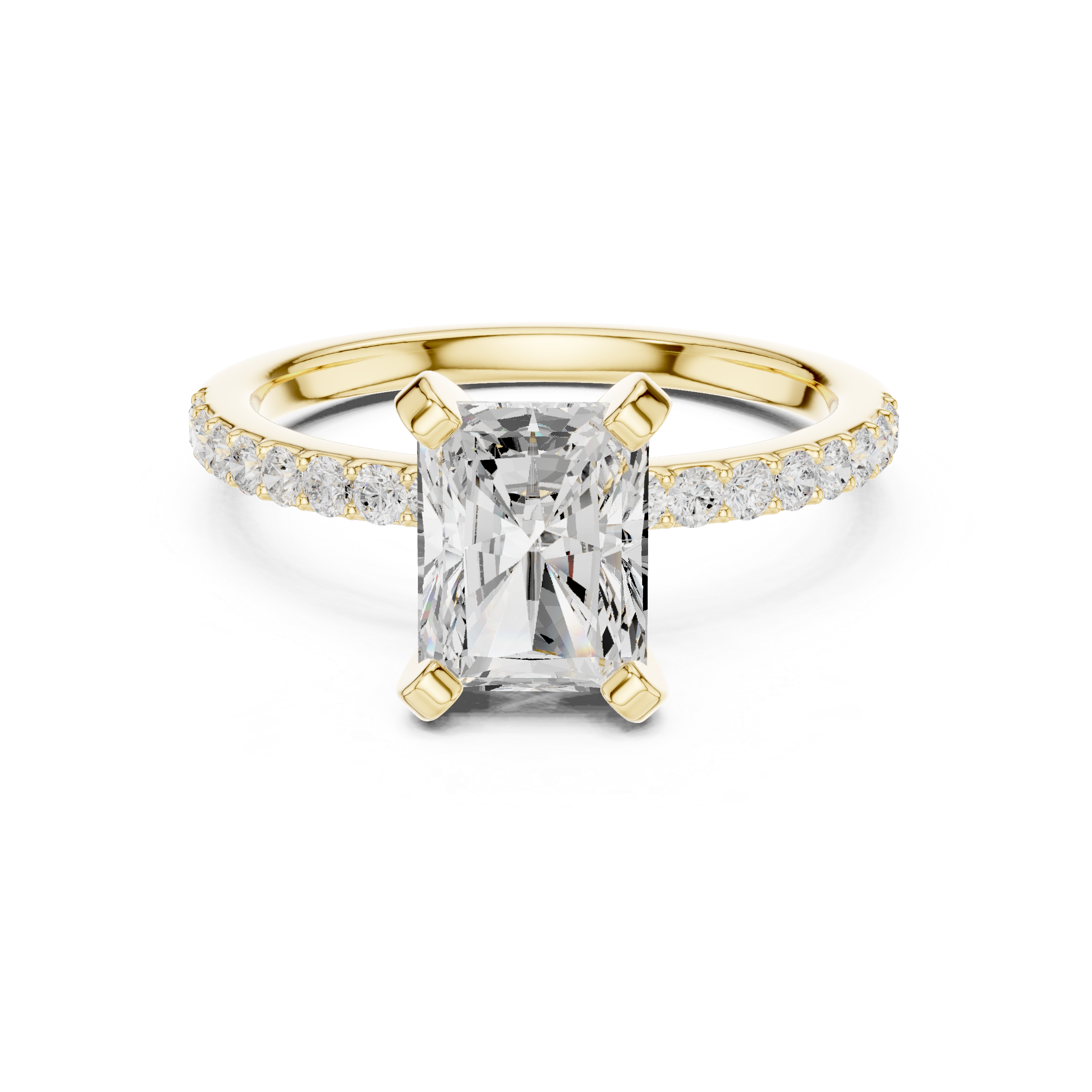 Elegant Radiant-Cut Pavé Solitaire Ring