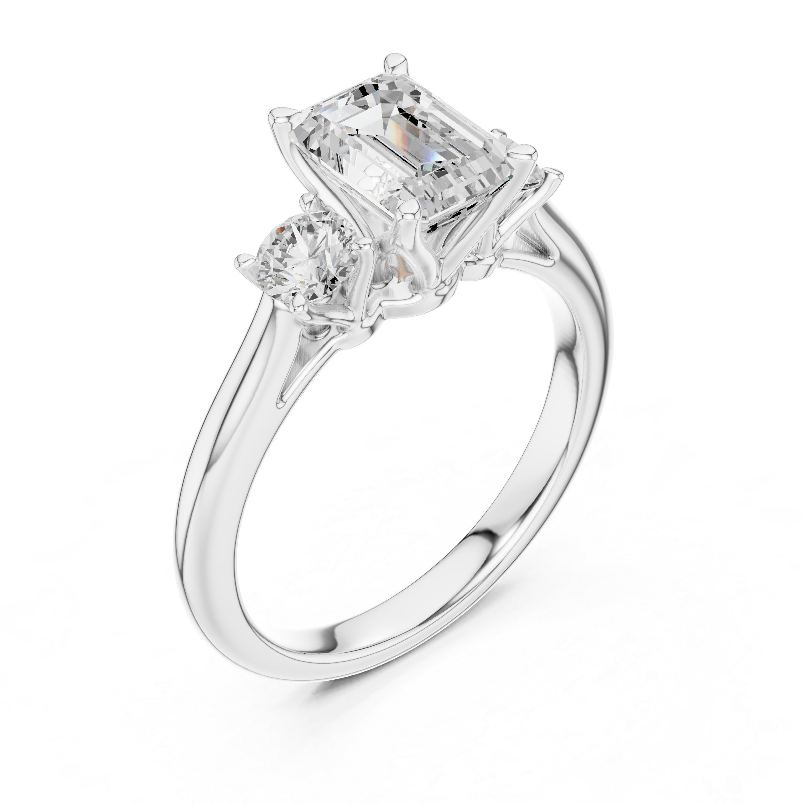 Emerald-Cut Three-Stone Engagement Ring