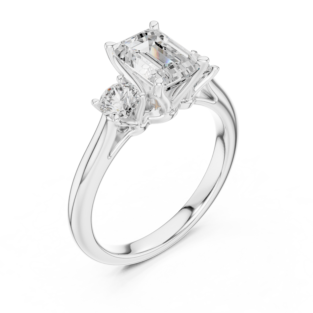Emerald-Cut Three-Stone Engagement Ring
