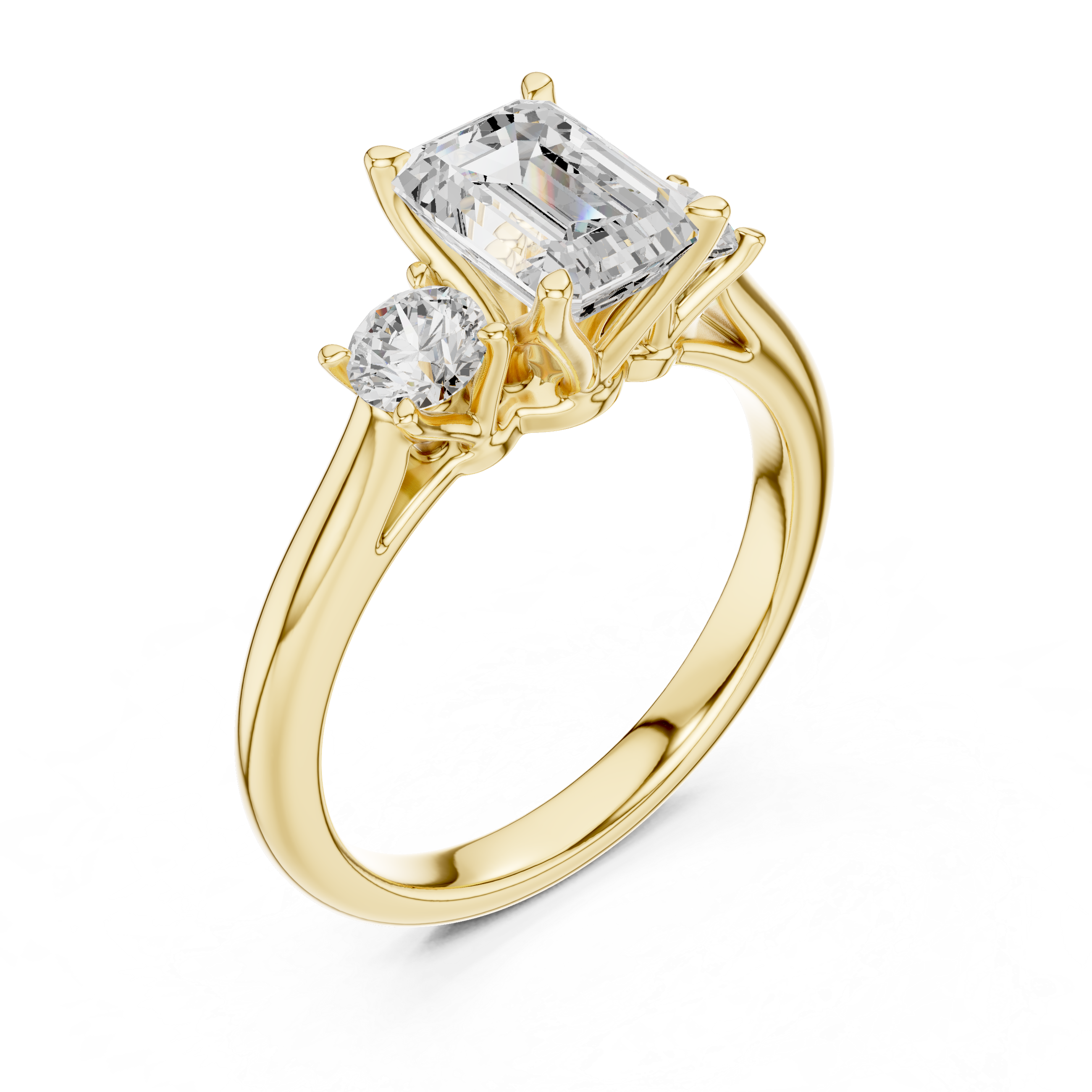Emerald-Cut Three-Stone Engagement Ring