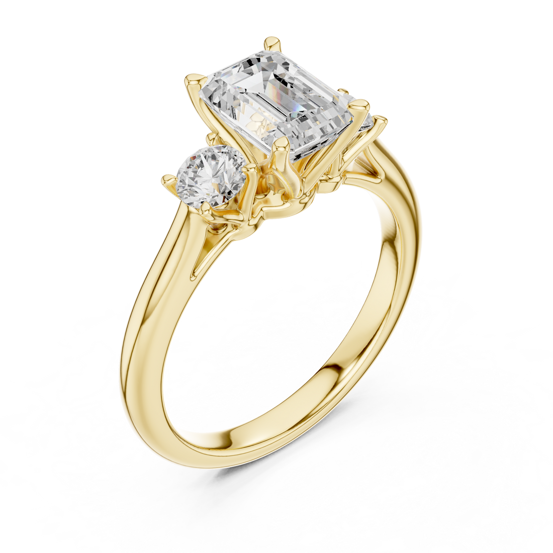 Emerald-Cut Three-Stone Engagement Ring