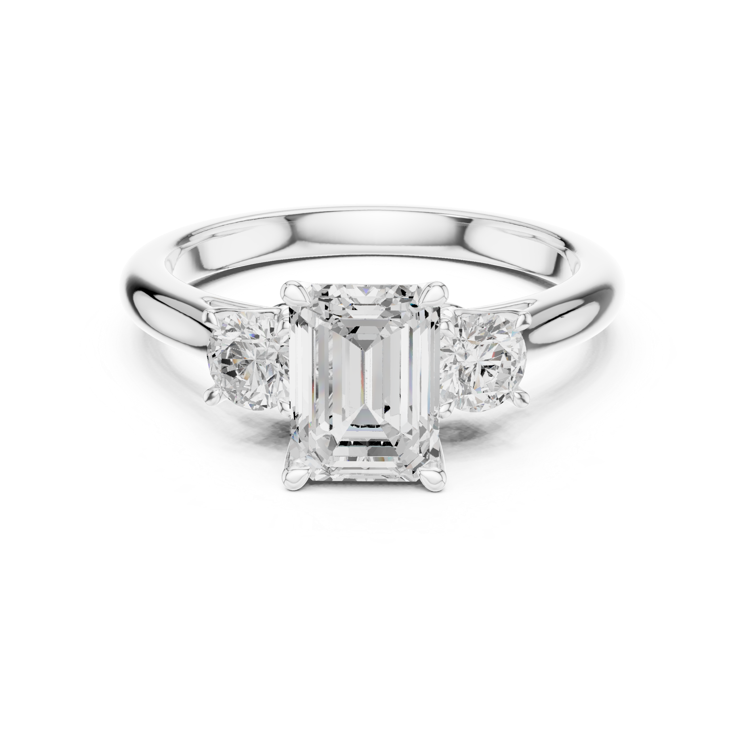 Emerald-Cut Three-Stone Engagement Ring