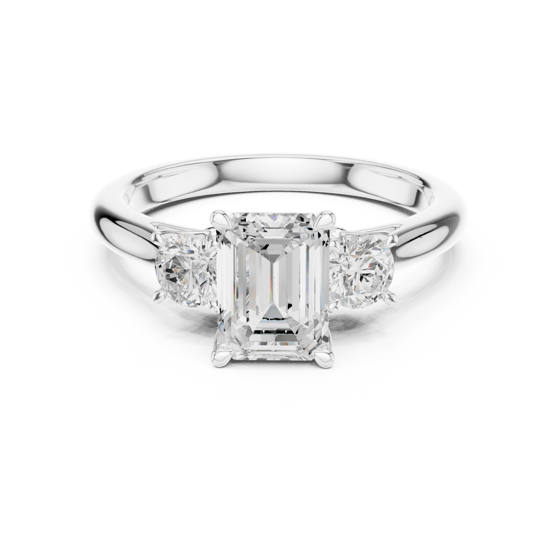 Emerald-Cut Three-Stone Engagement Ring