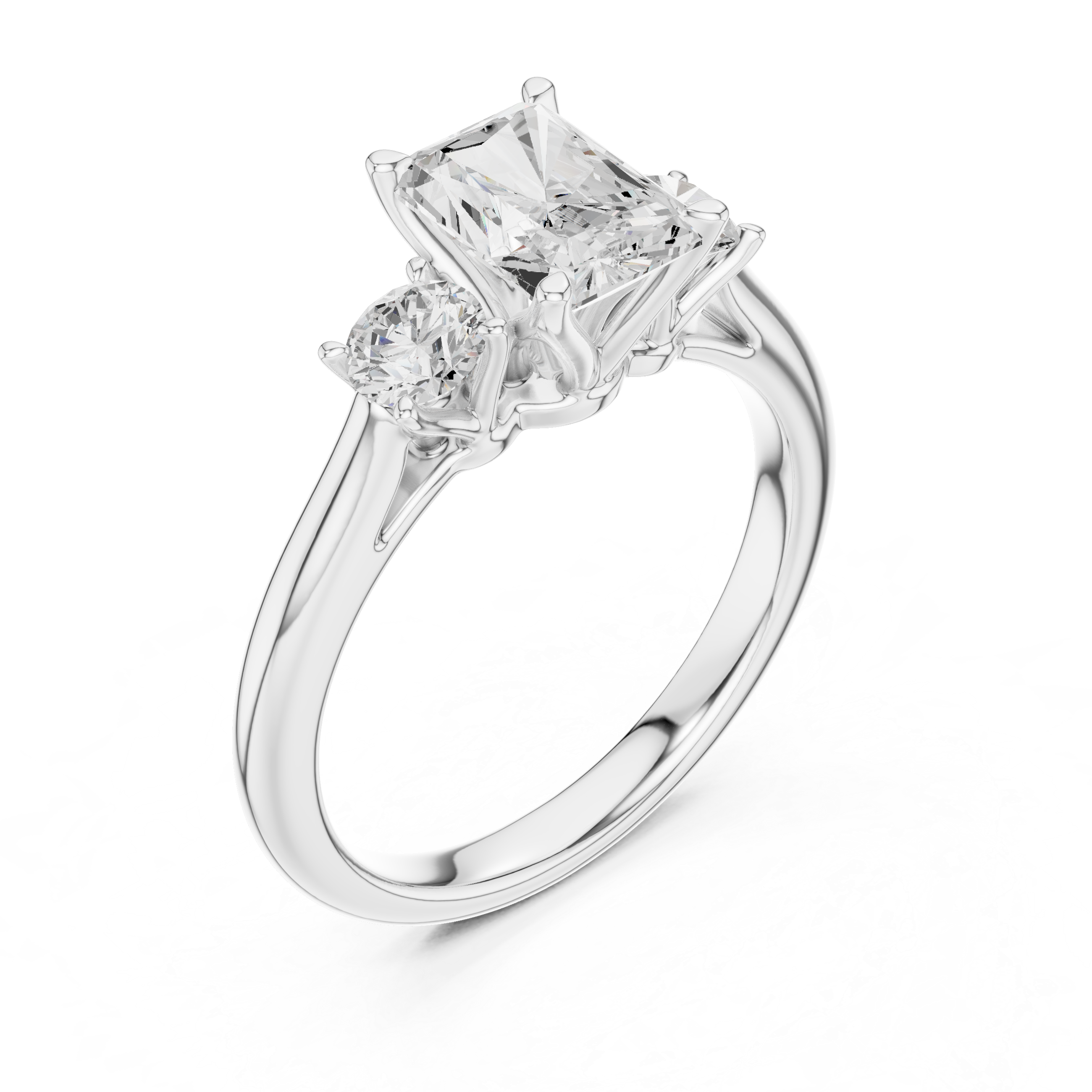Radiant-Cut Three-Stone Engagement Ring