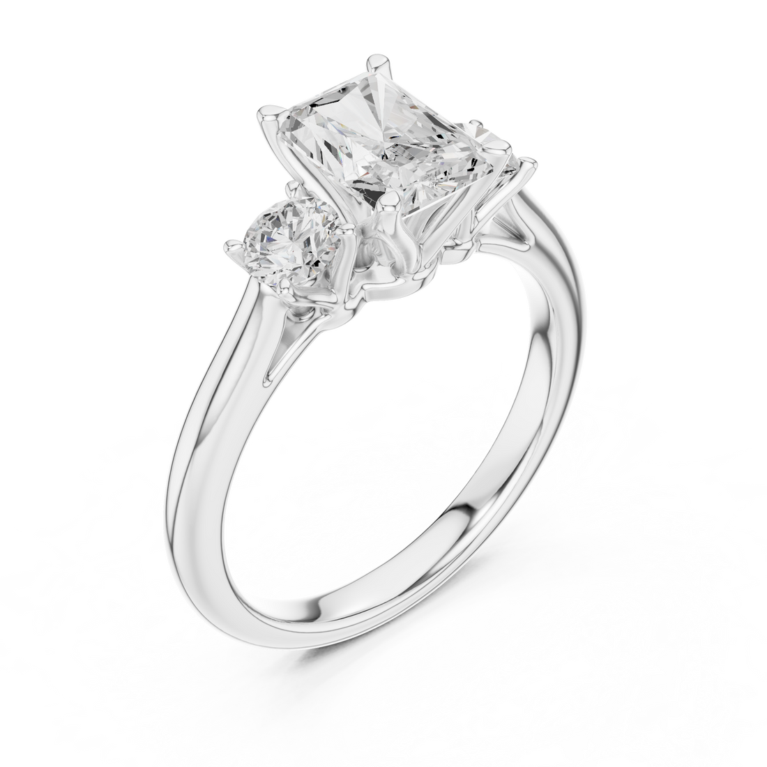Radiant-Cut Three-Stone Engagement Ring
